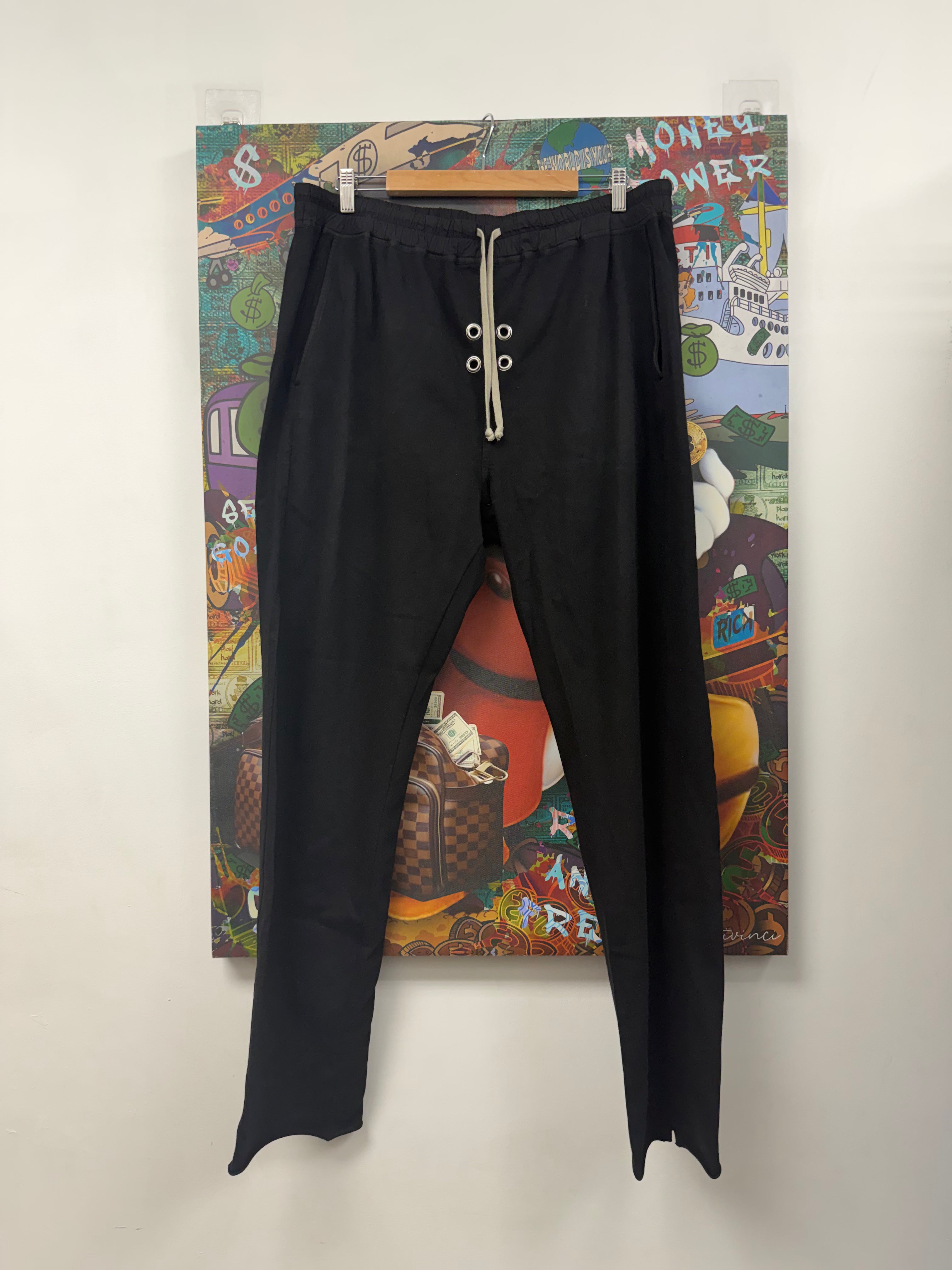 Rick Owens Black Gimp Eyelet Sweats