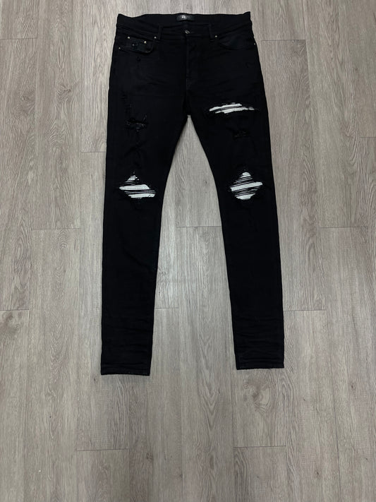 Amiri MX1 Black Silver Patch Jeans