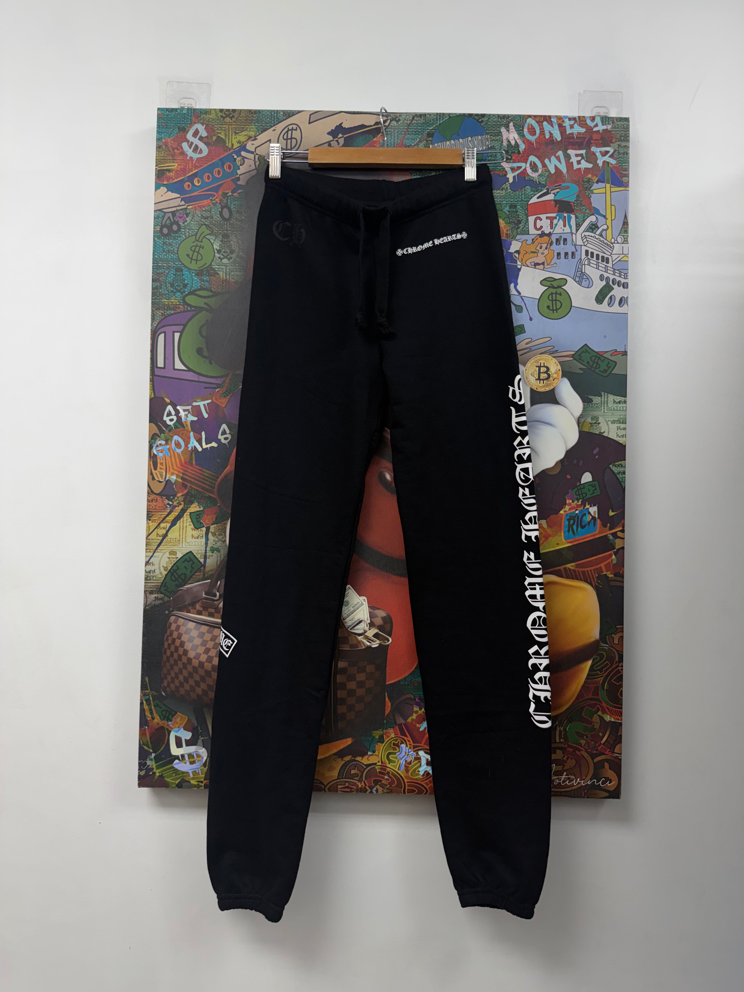 Chrome Hearts Black T-Bar Sweats (No Pockets)