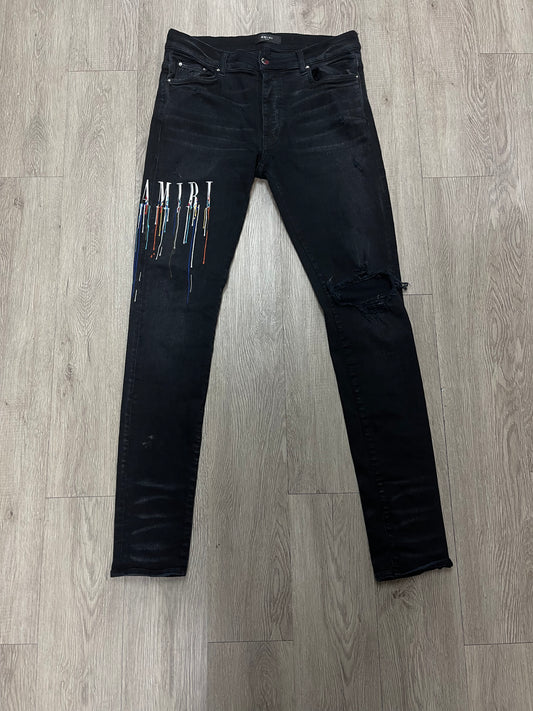 Amiri Black Paint Drip Jeans