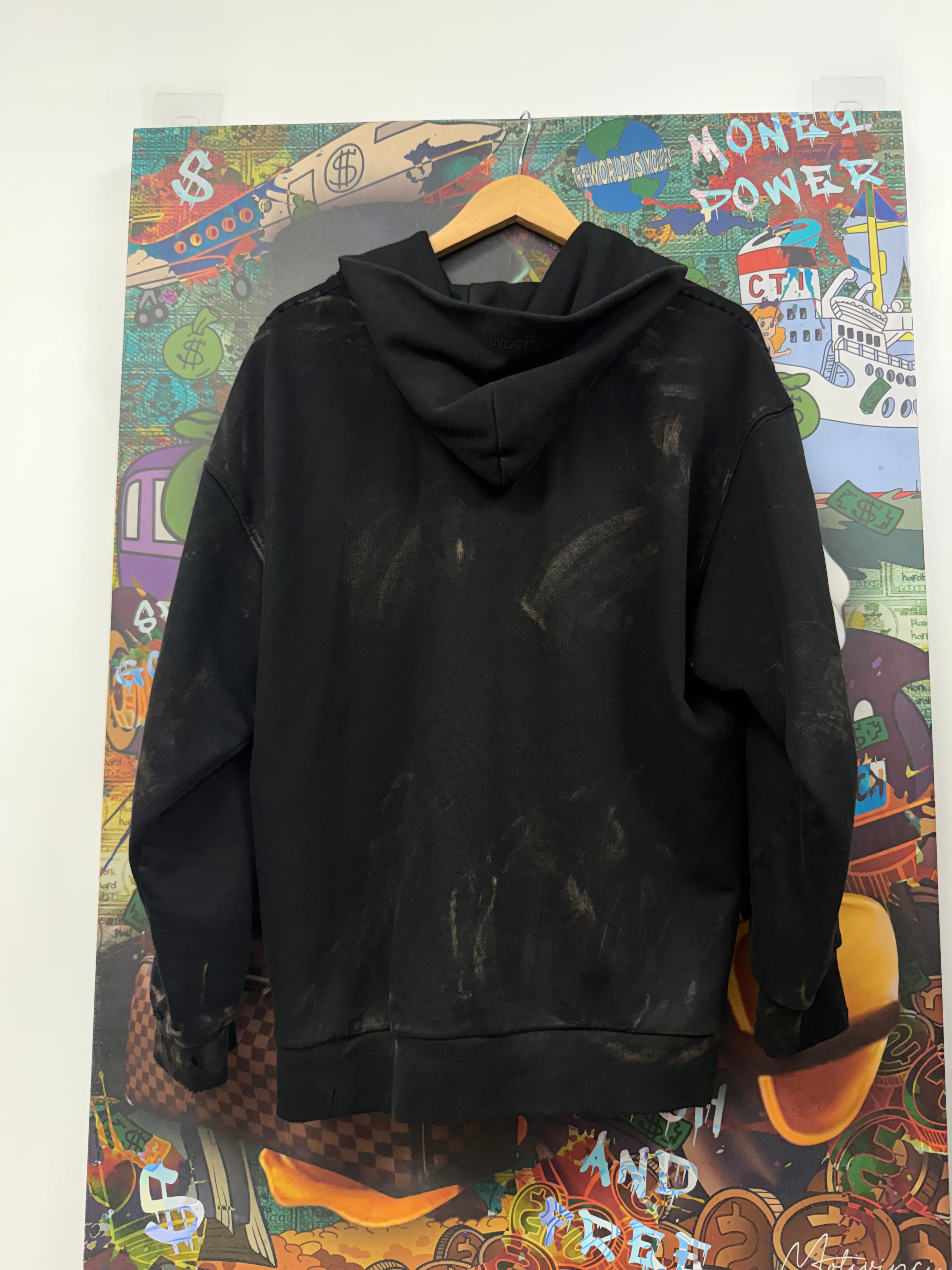 Balenciaga Black Wash Bleached Distressed Zip Up