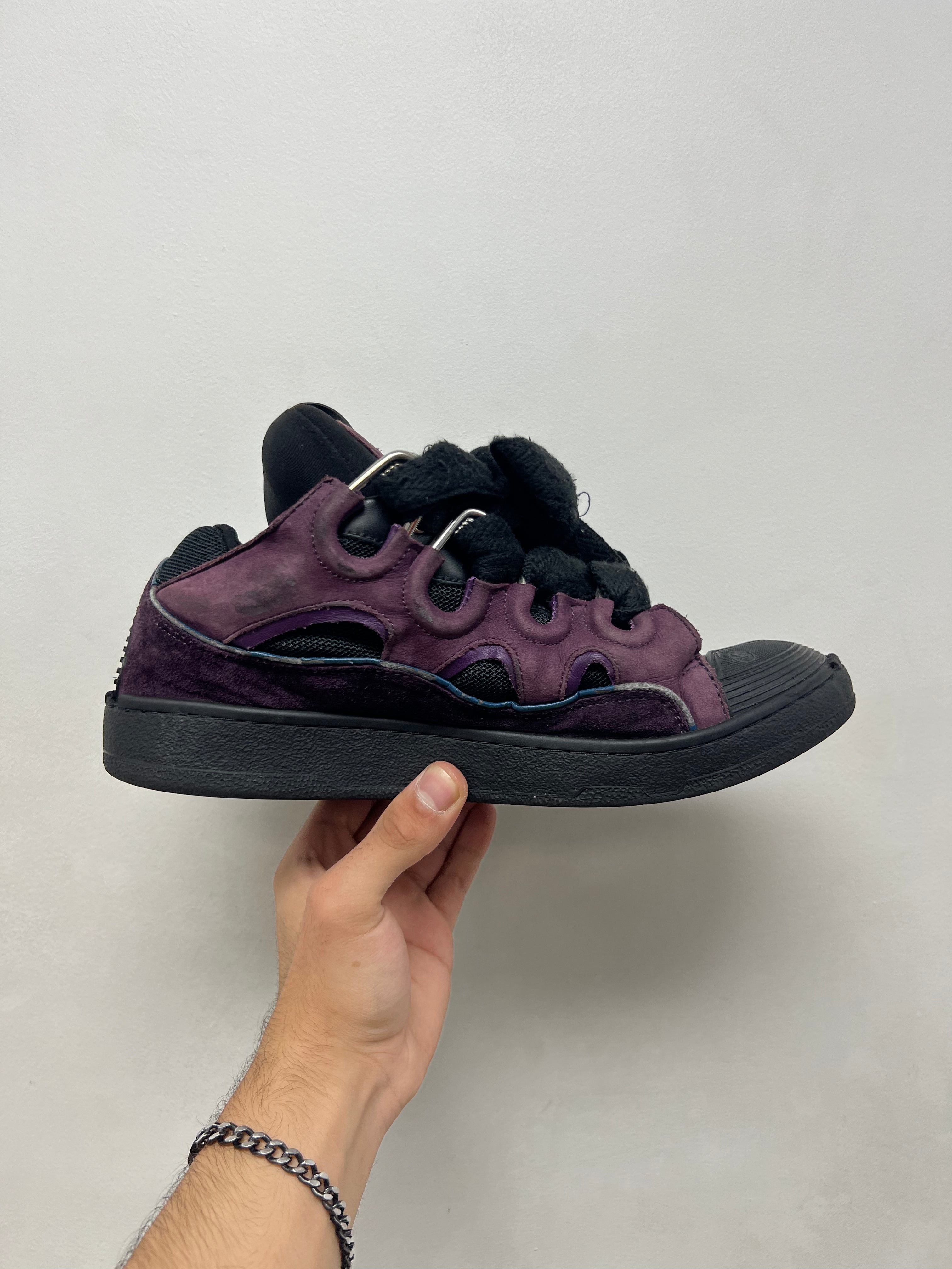 Lanvin Black Purple Curb Sneakers