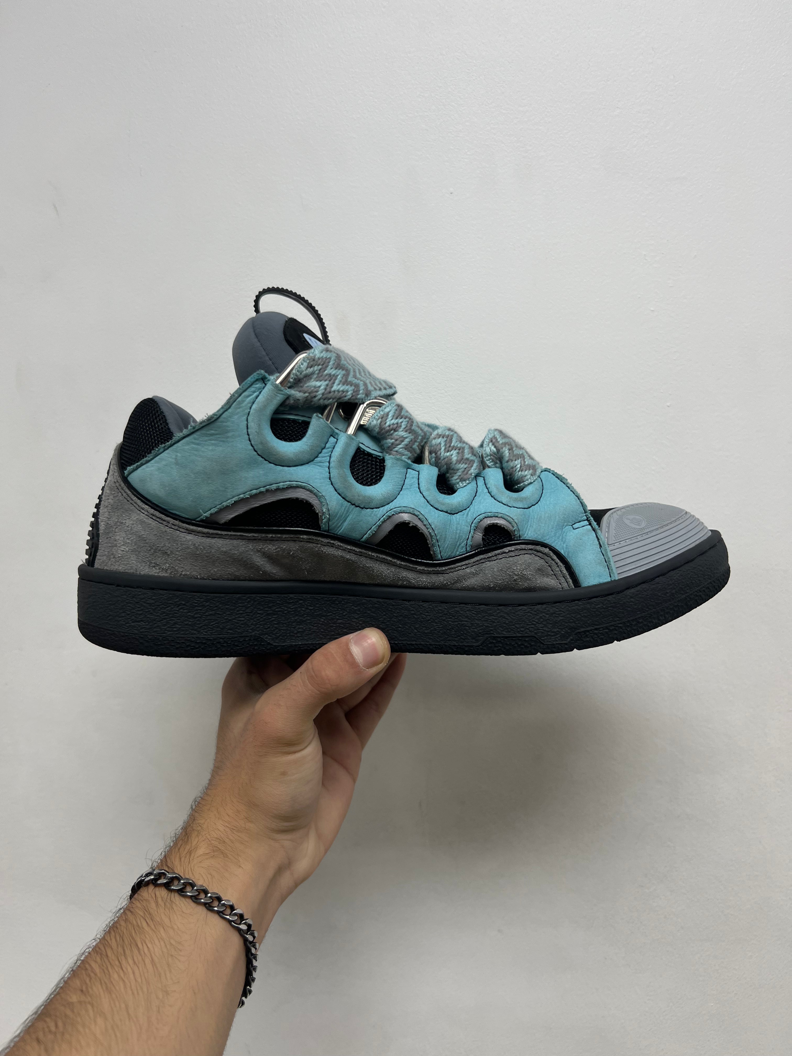 Lanvin Black Teal Curb Sneakers