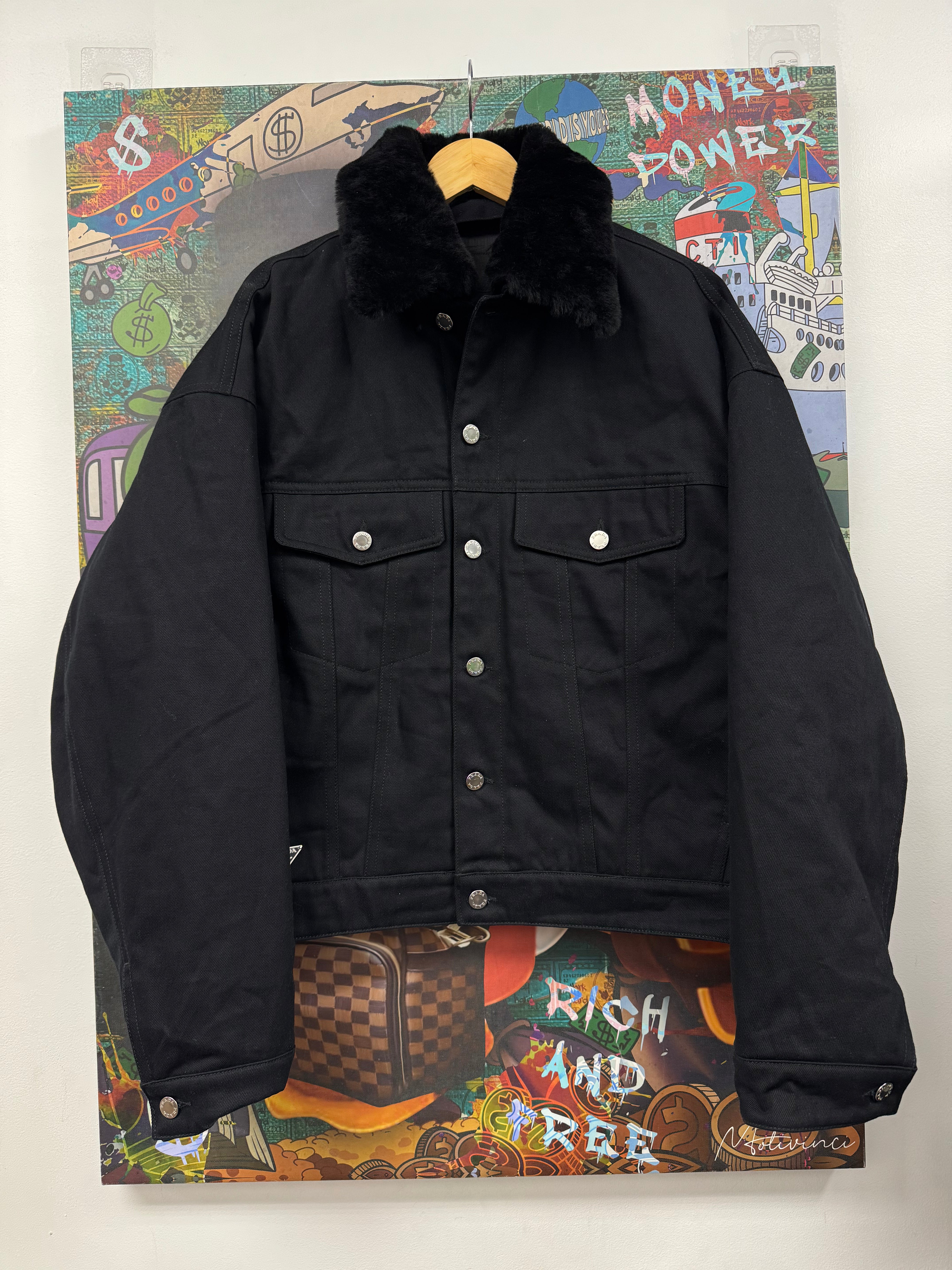 Prada Bull Denim Blouson Black Jacket