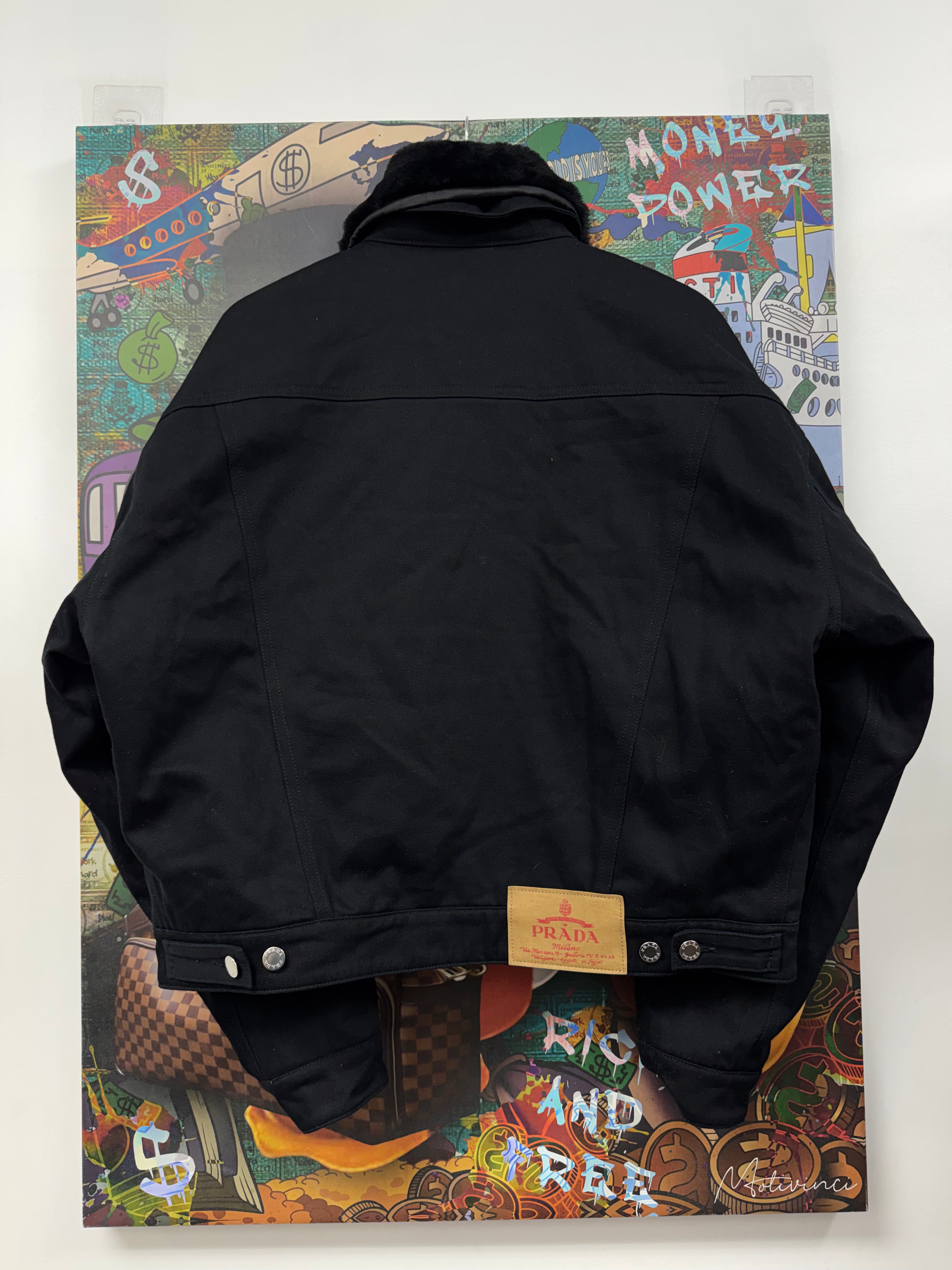 Prada Bull Denim Blouson Black Jacket