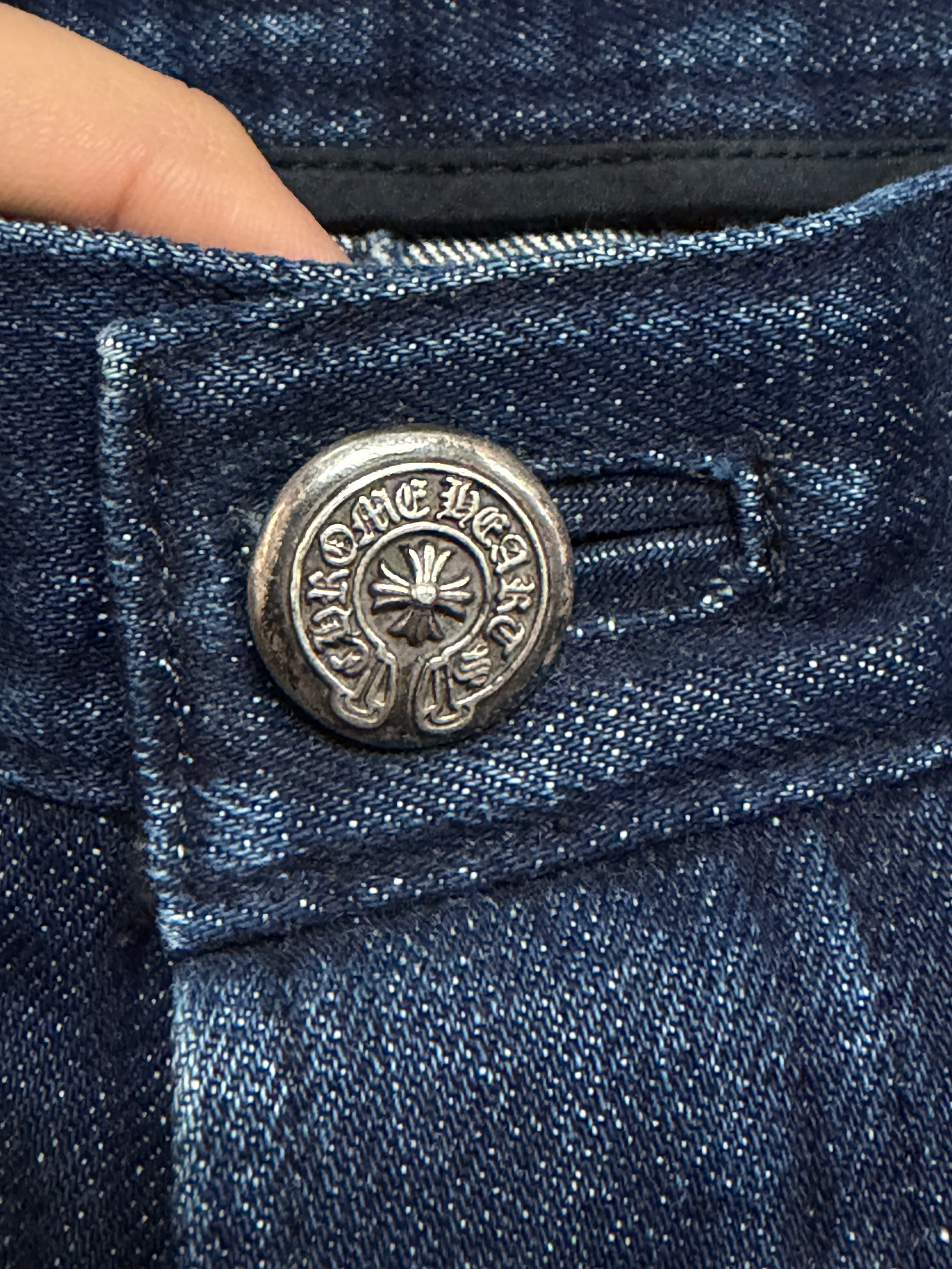 Chrome Hearts Vintage Navy Black White Patch Jeans