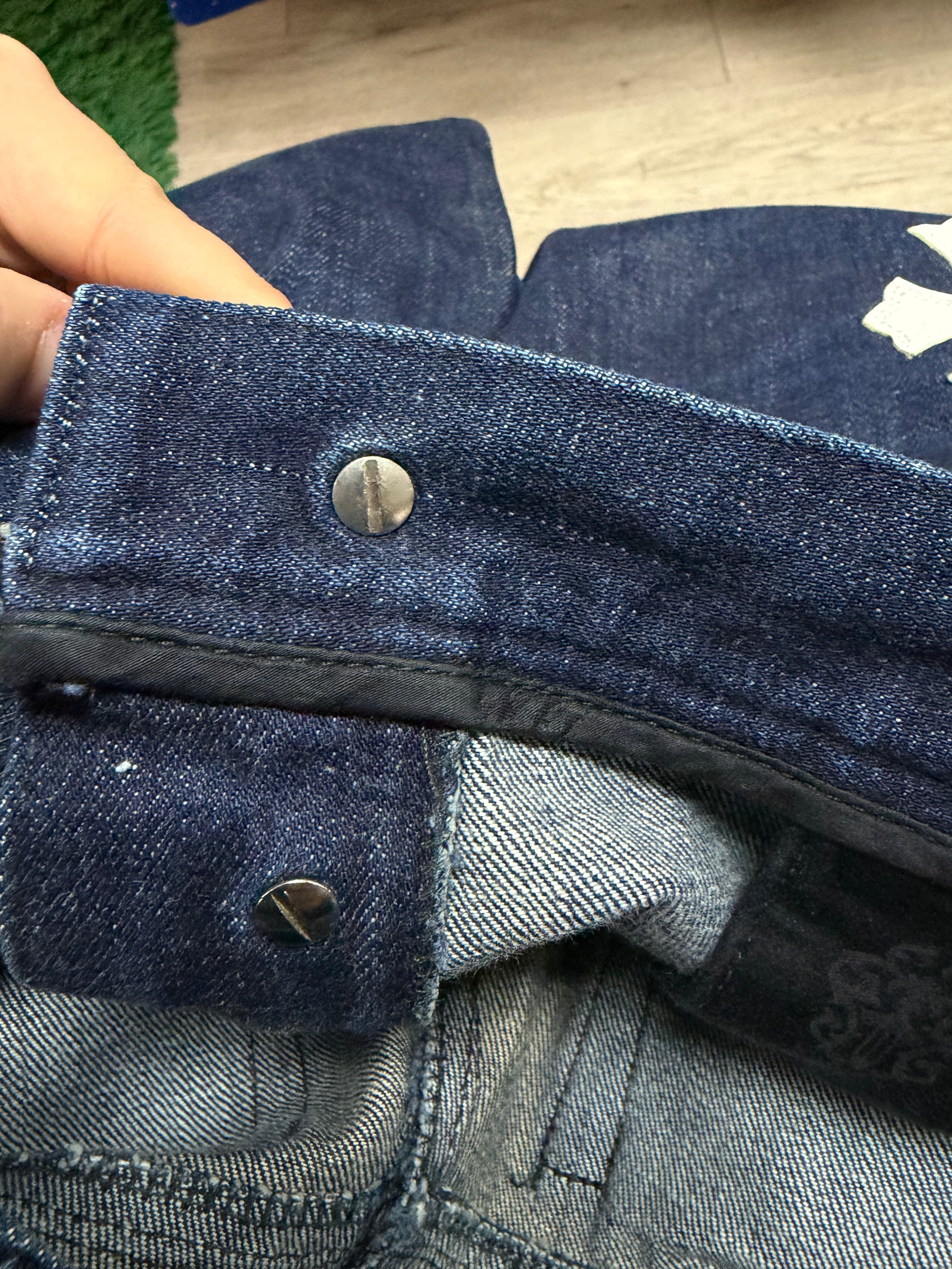 Chrome Hearts Vintage Navy Black White Patch Jeans