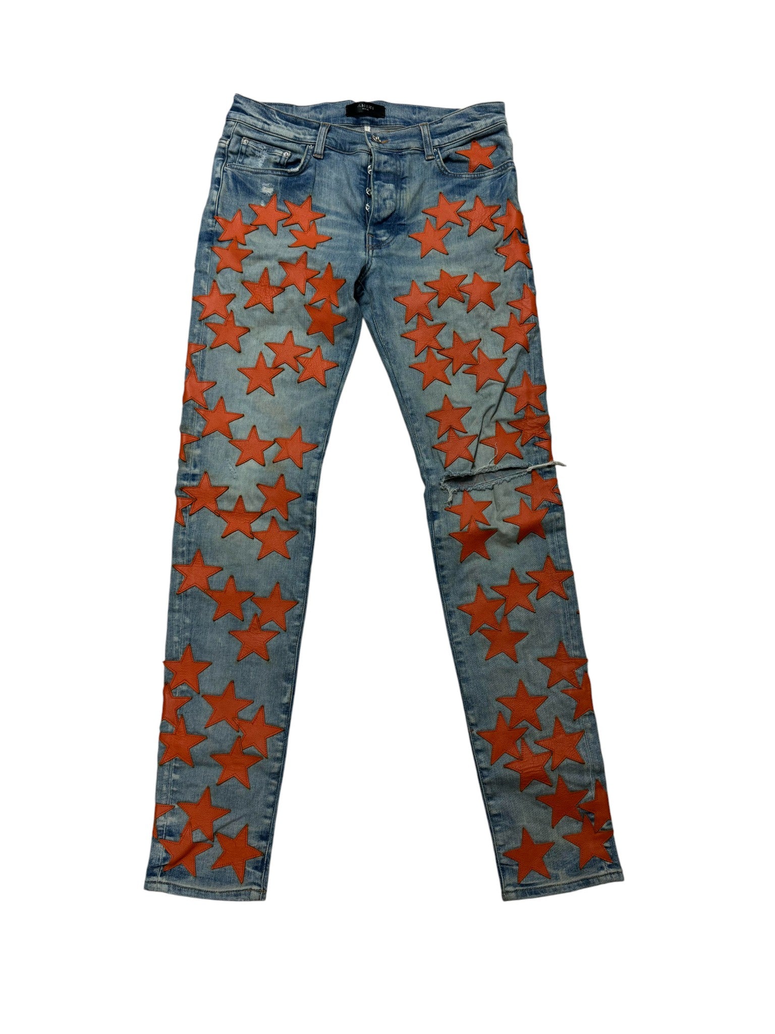 Amiri Chemsit Light Wash & Orange Stars Jeans