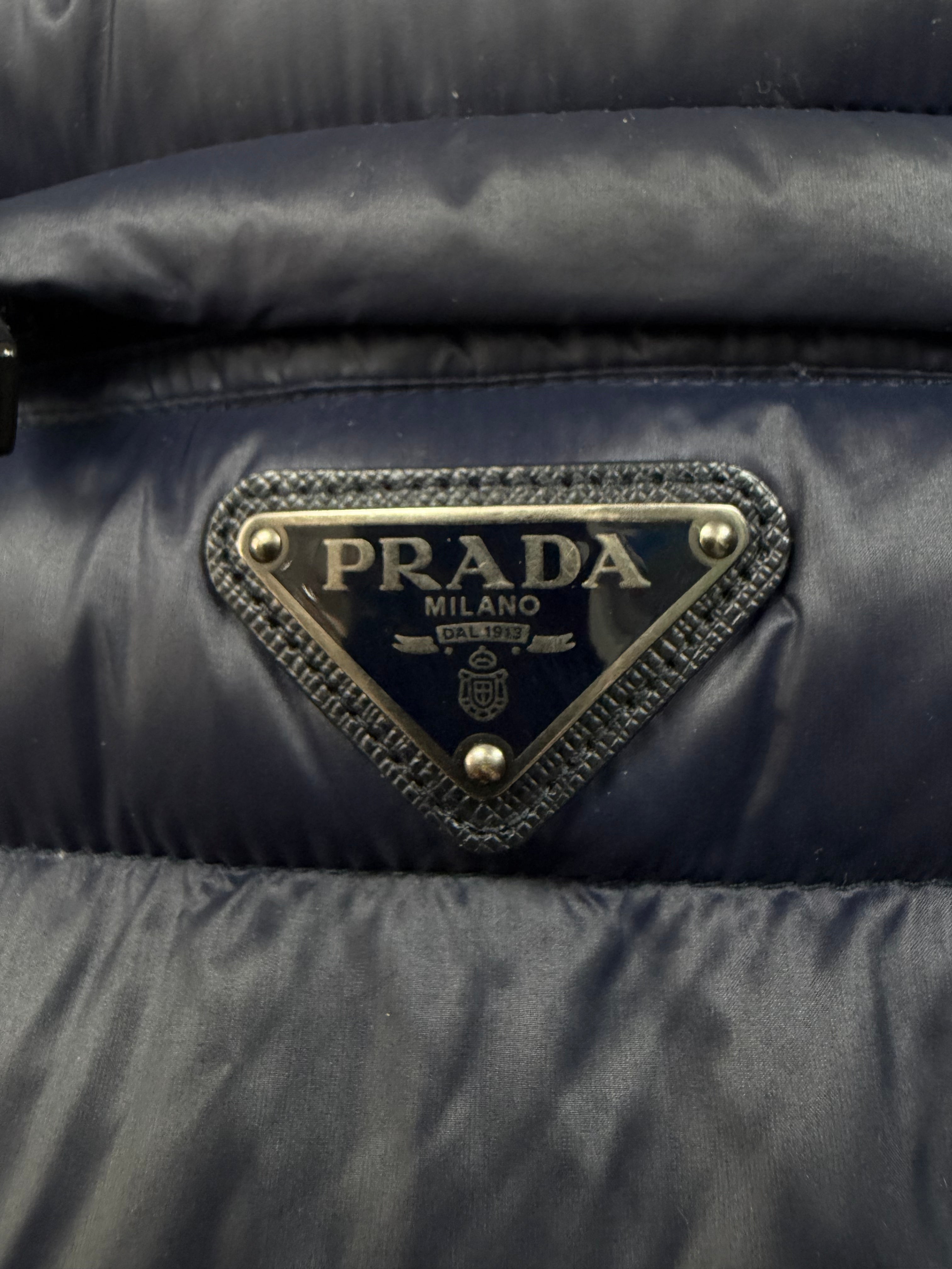 Prada Navy Nylon Puffer (54) Vest