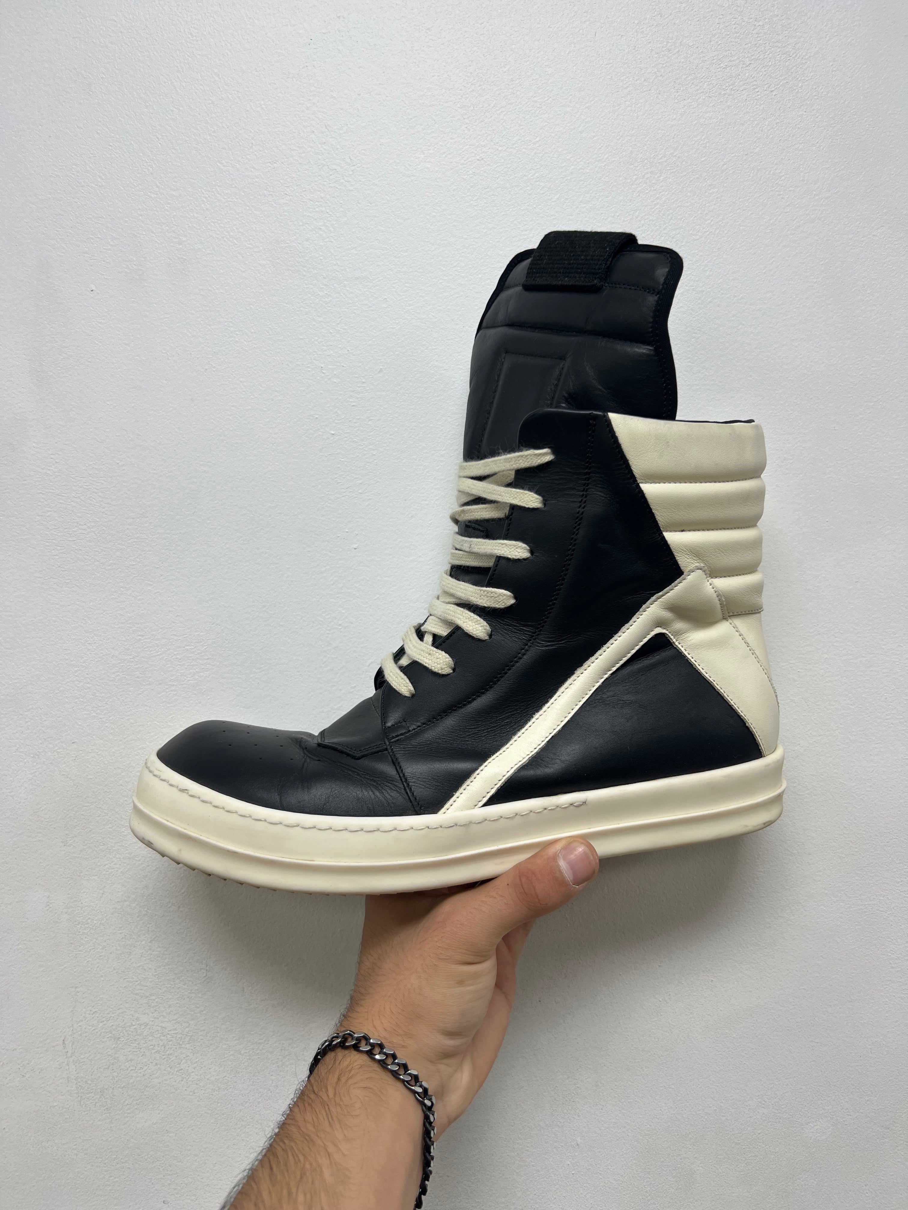 Rick Owens Black & Milk Geobasket Sneakers