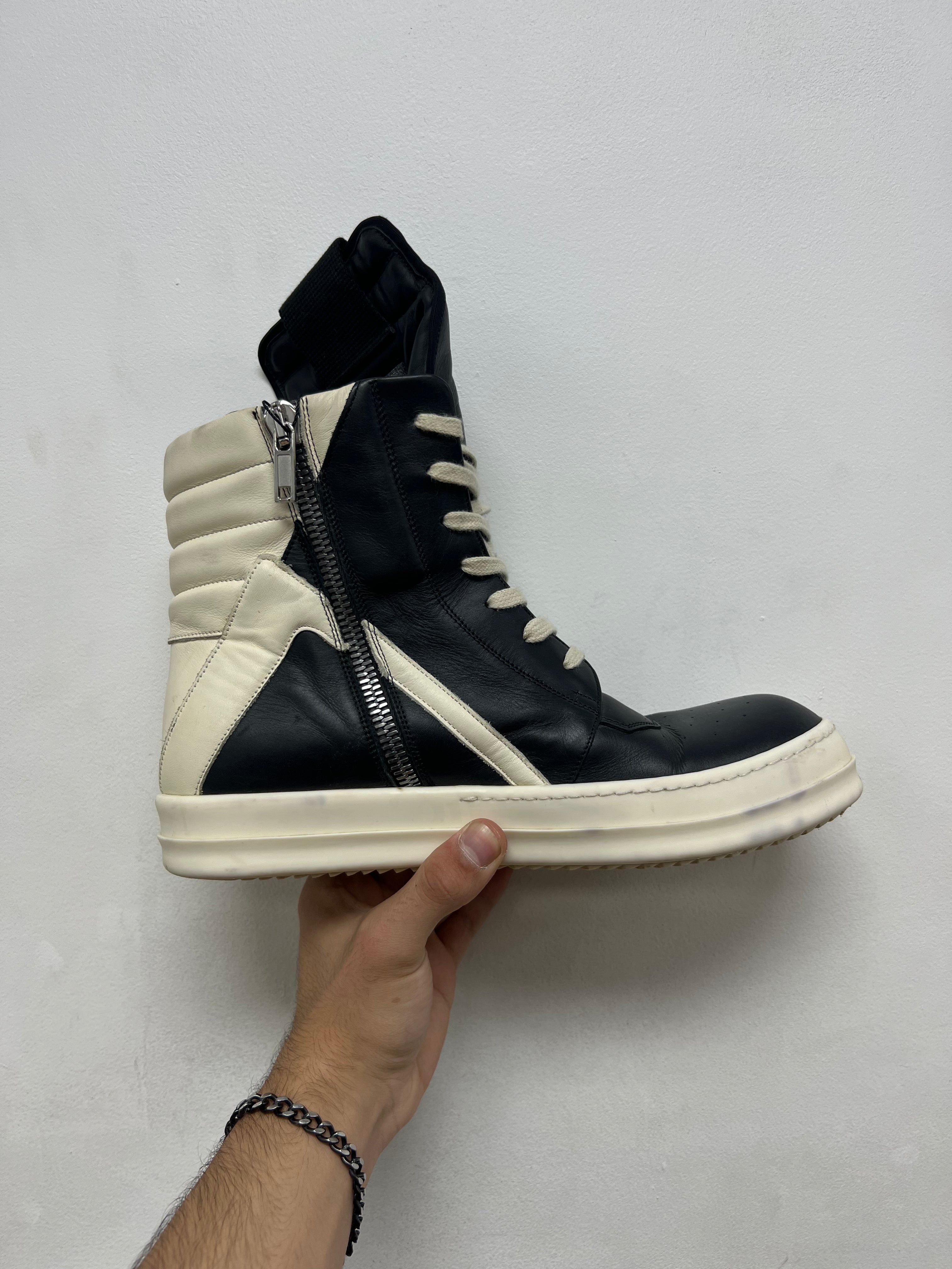 Rick Owens Black & Milk Geobasket Sneakers