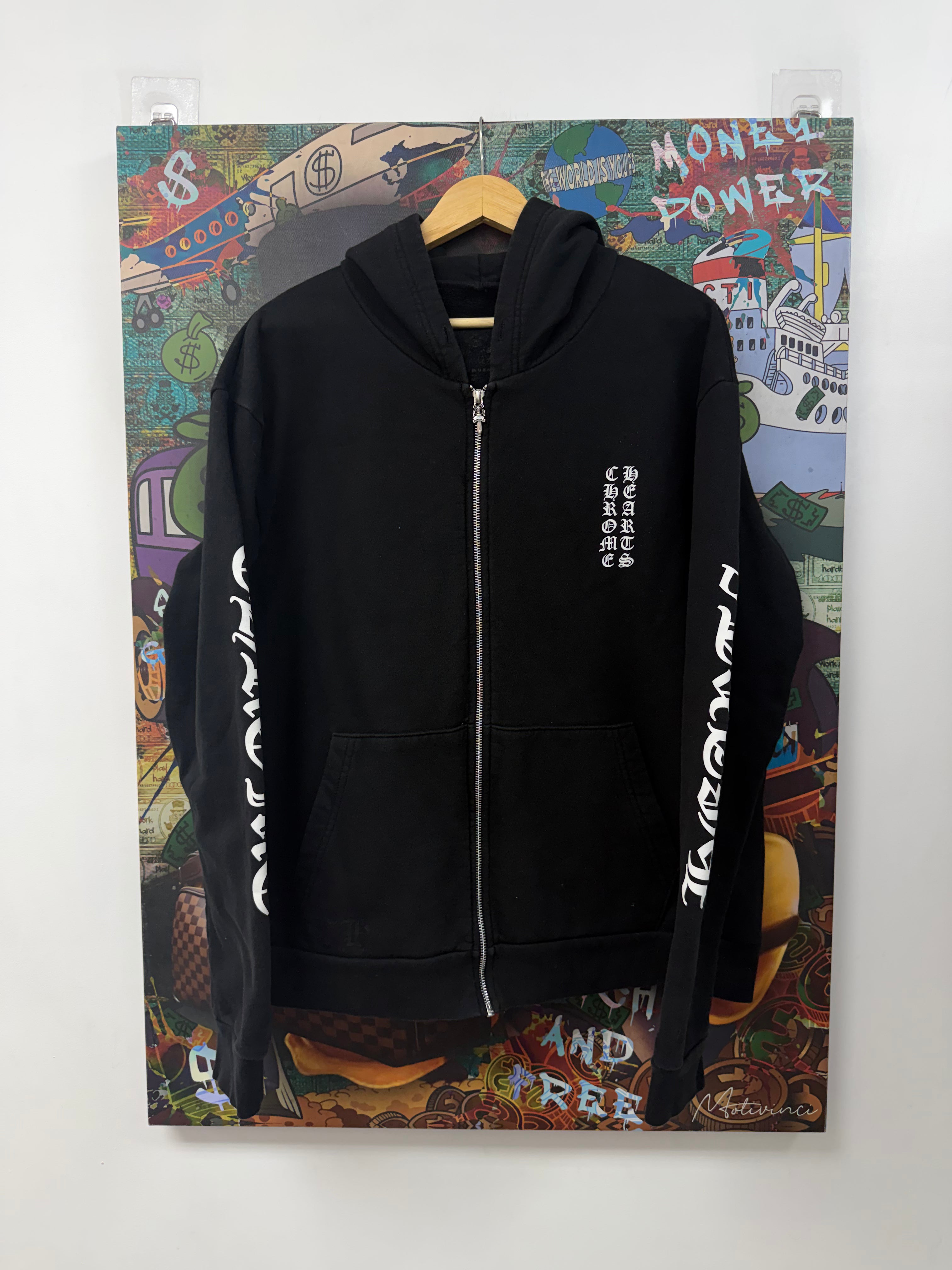 Chrome Hearts Black White Arm Logo Zip Up