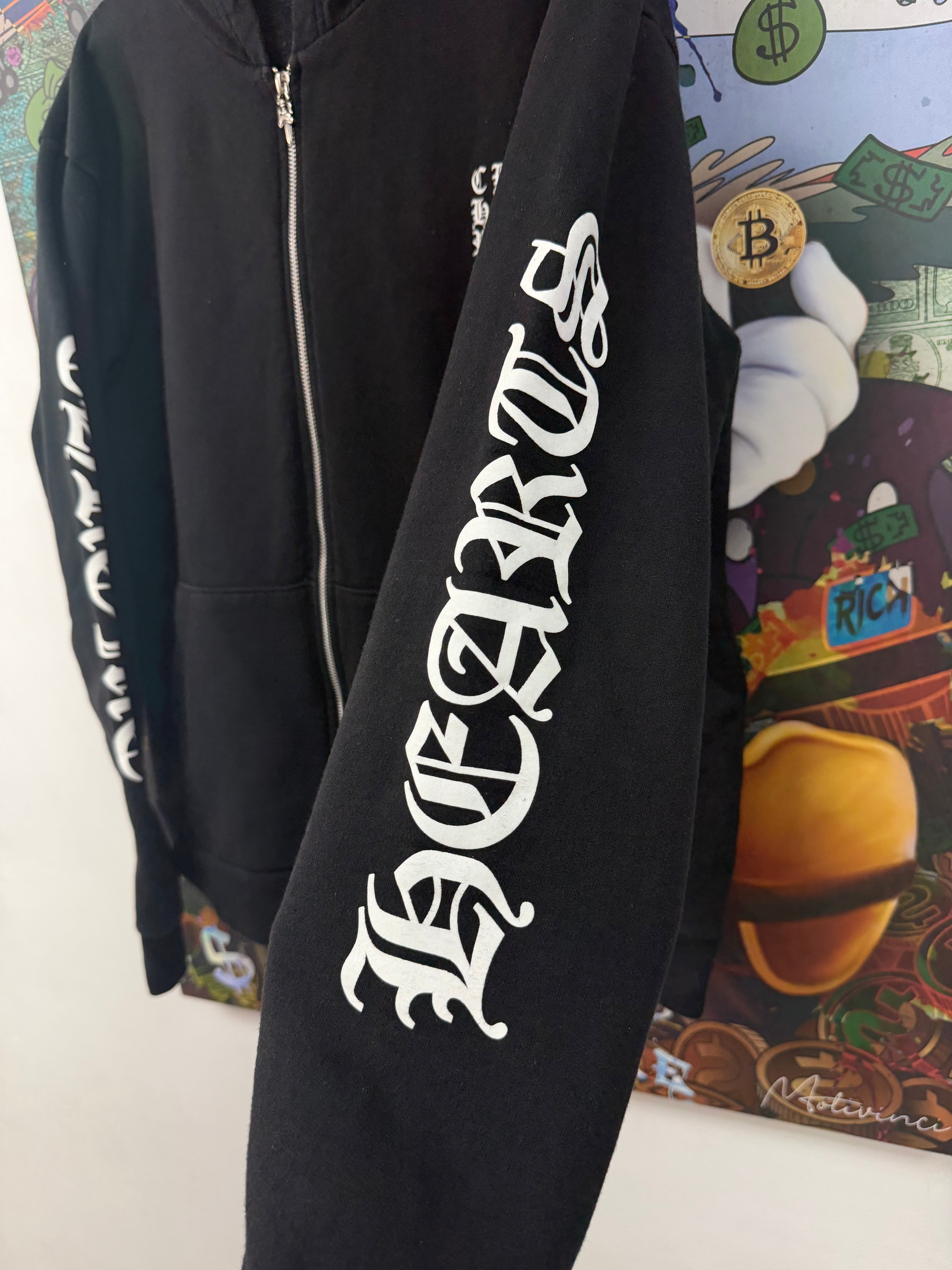 Chrome Hearts Black White Arm Logo Zip Up