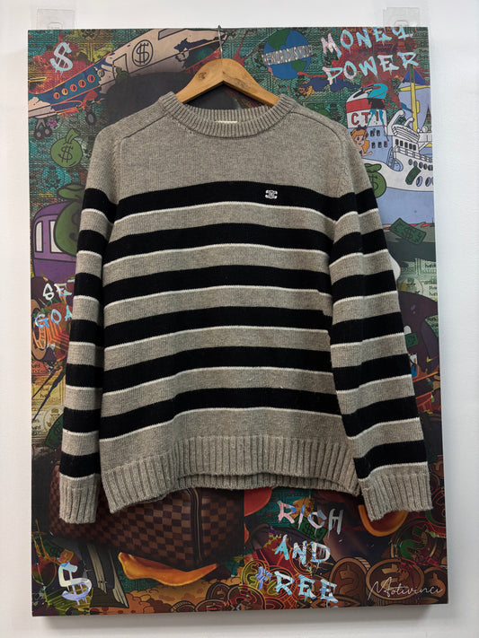 Celine Grey Black Stripe Crewneck