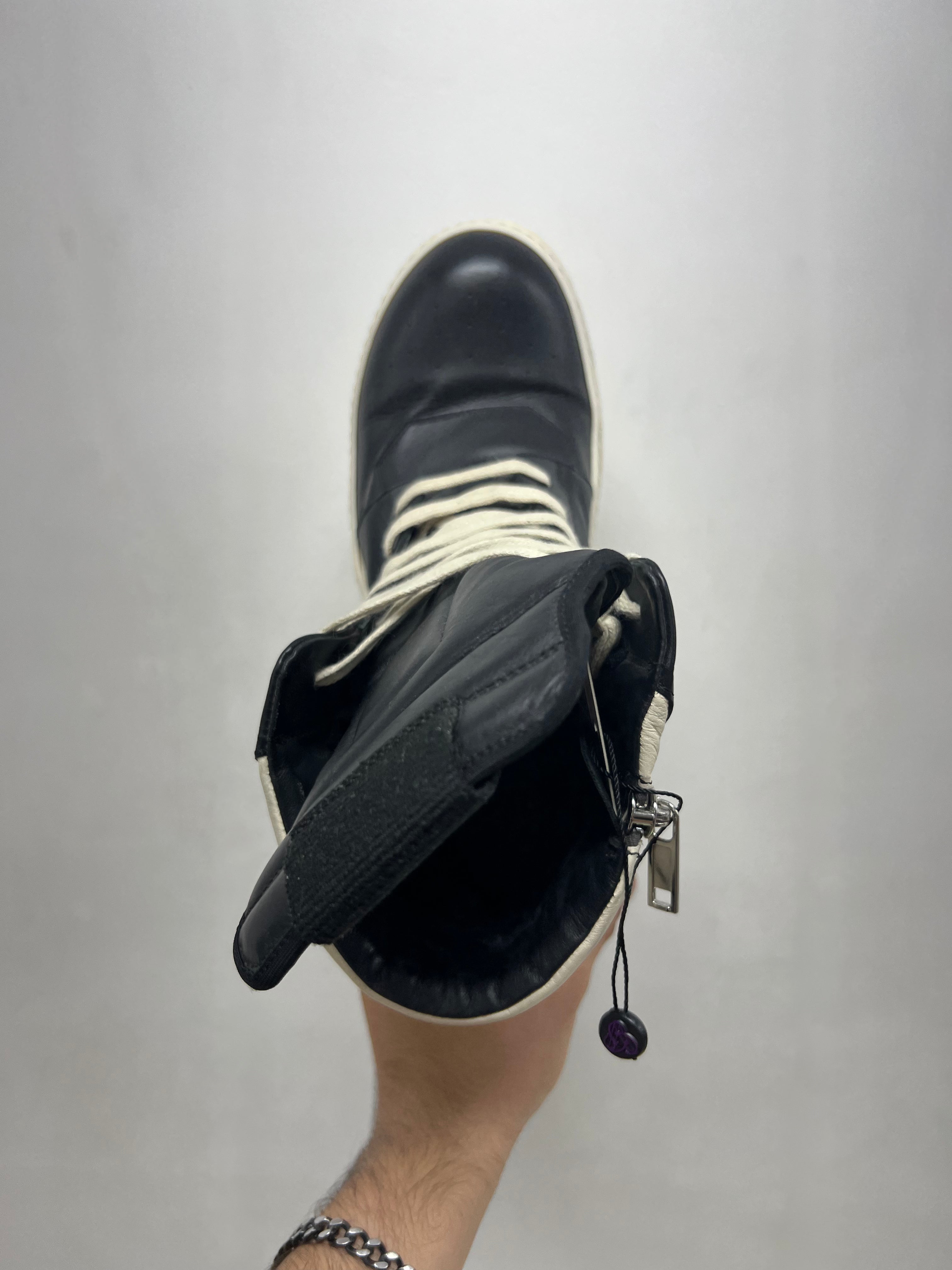 Rick Owens Black & Milk Geobasket Sneakers
