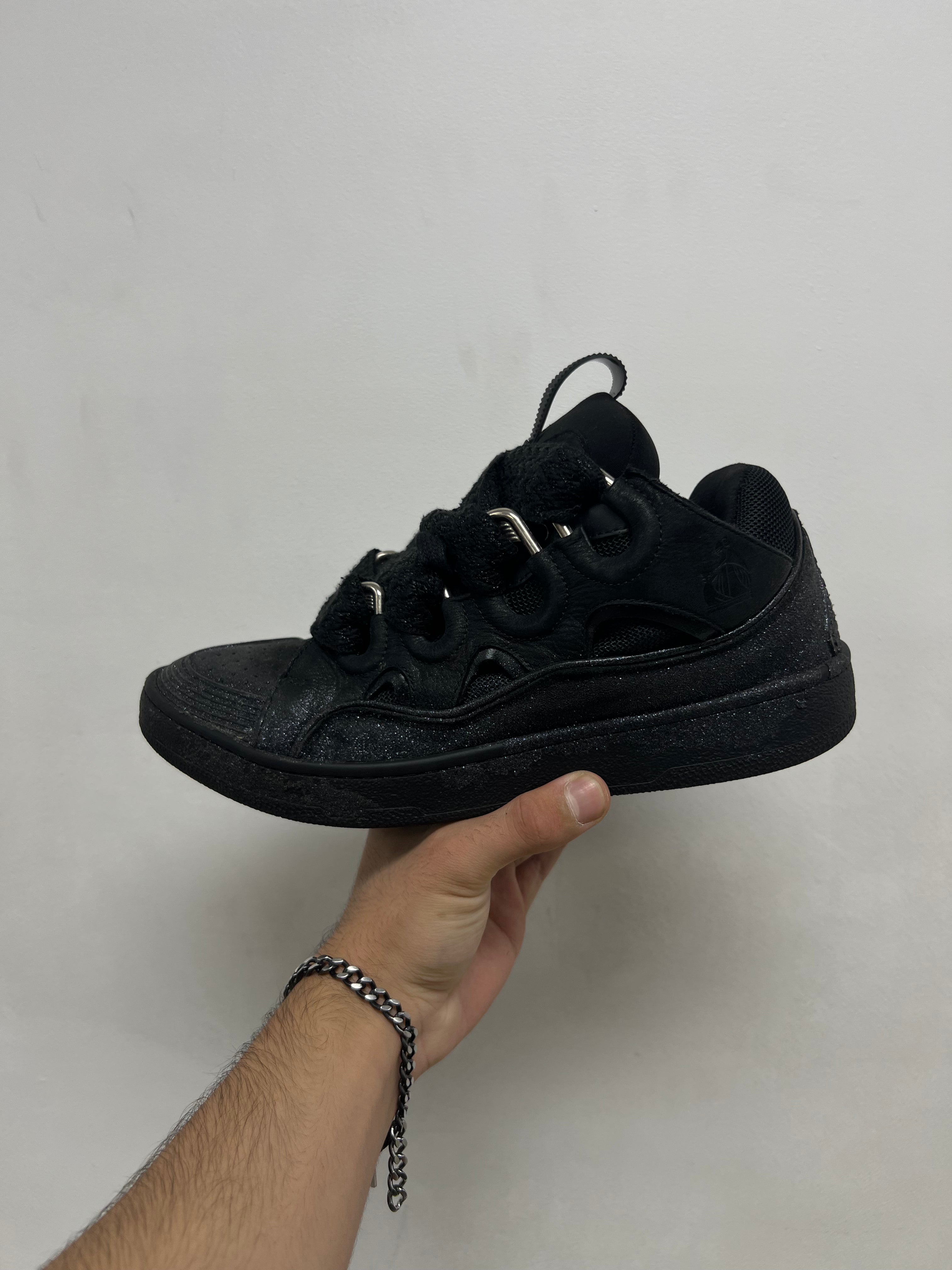 Lanvin Black Glitter Curb (No Insoles) Sneakers