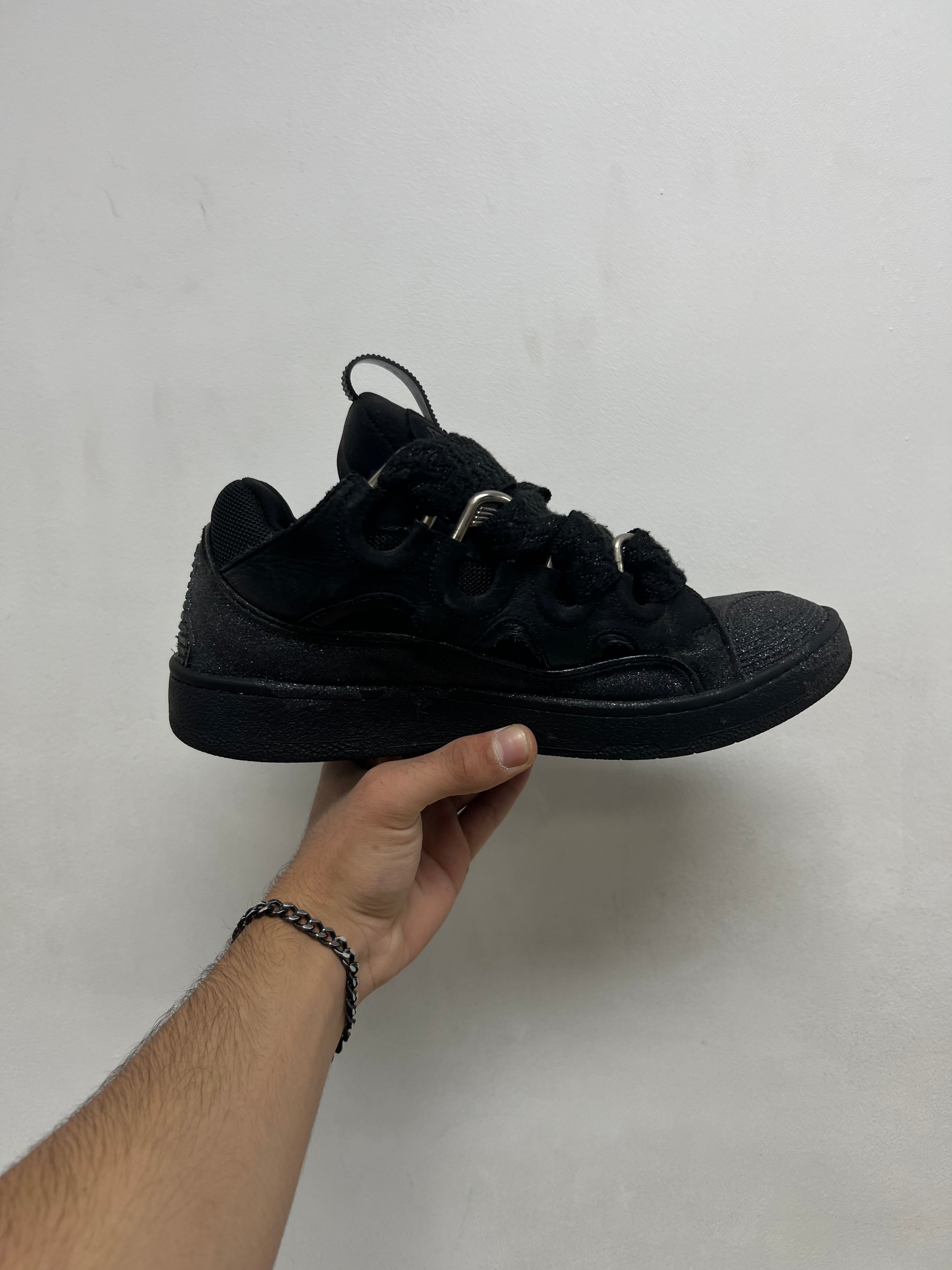 Lanvin Black Glitter Curb (No Insoles) Sneakers