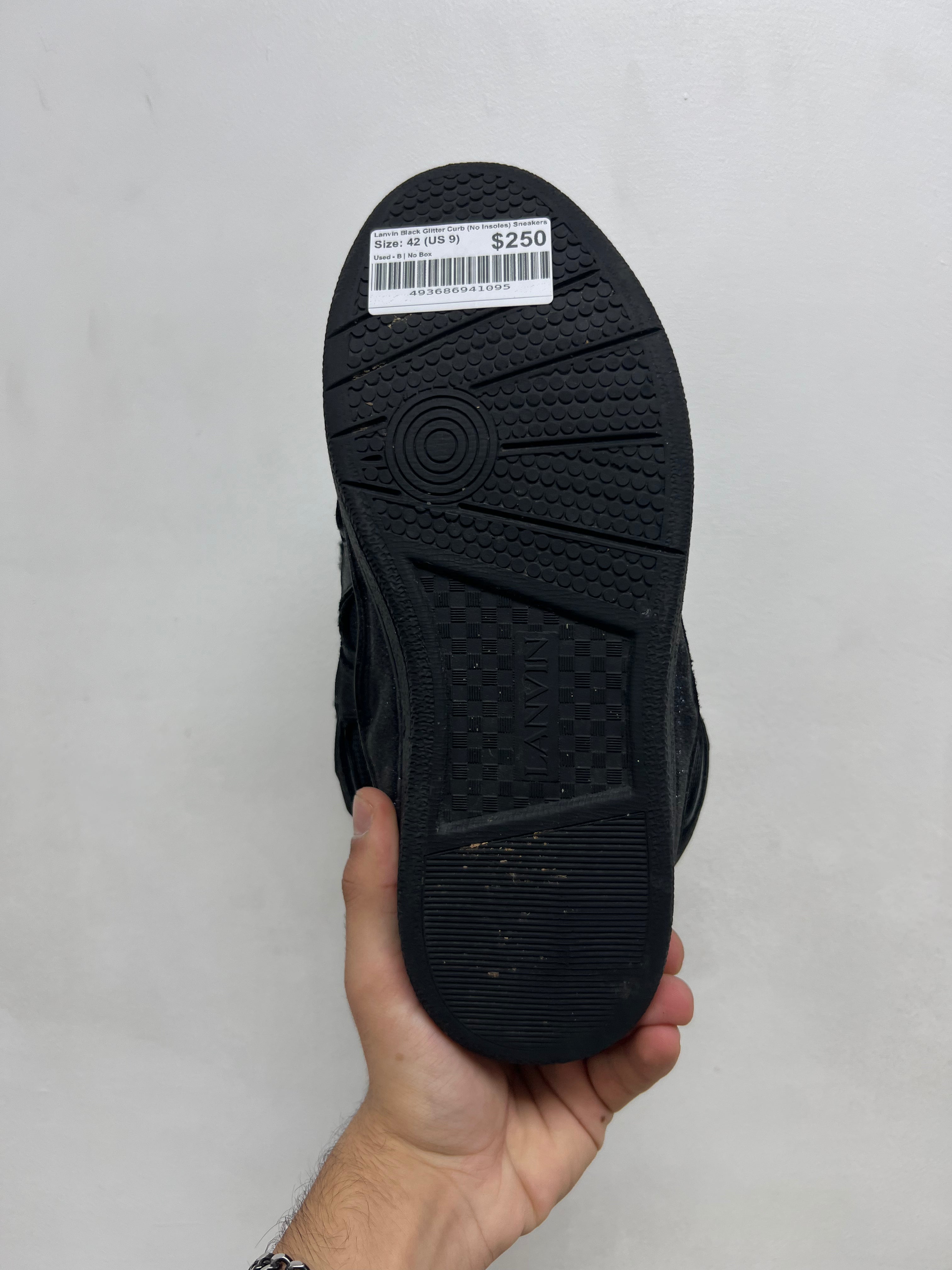 Lanvin Black Glitter Curb (No Insoles) Sneakers