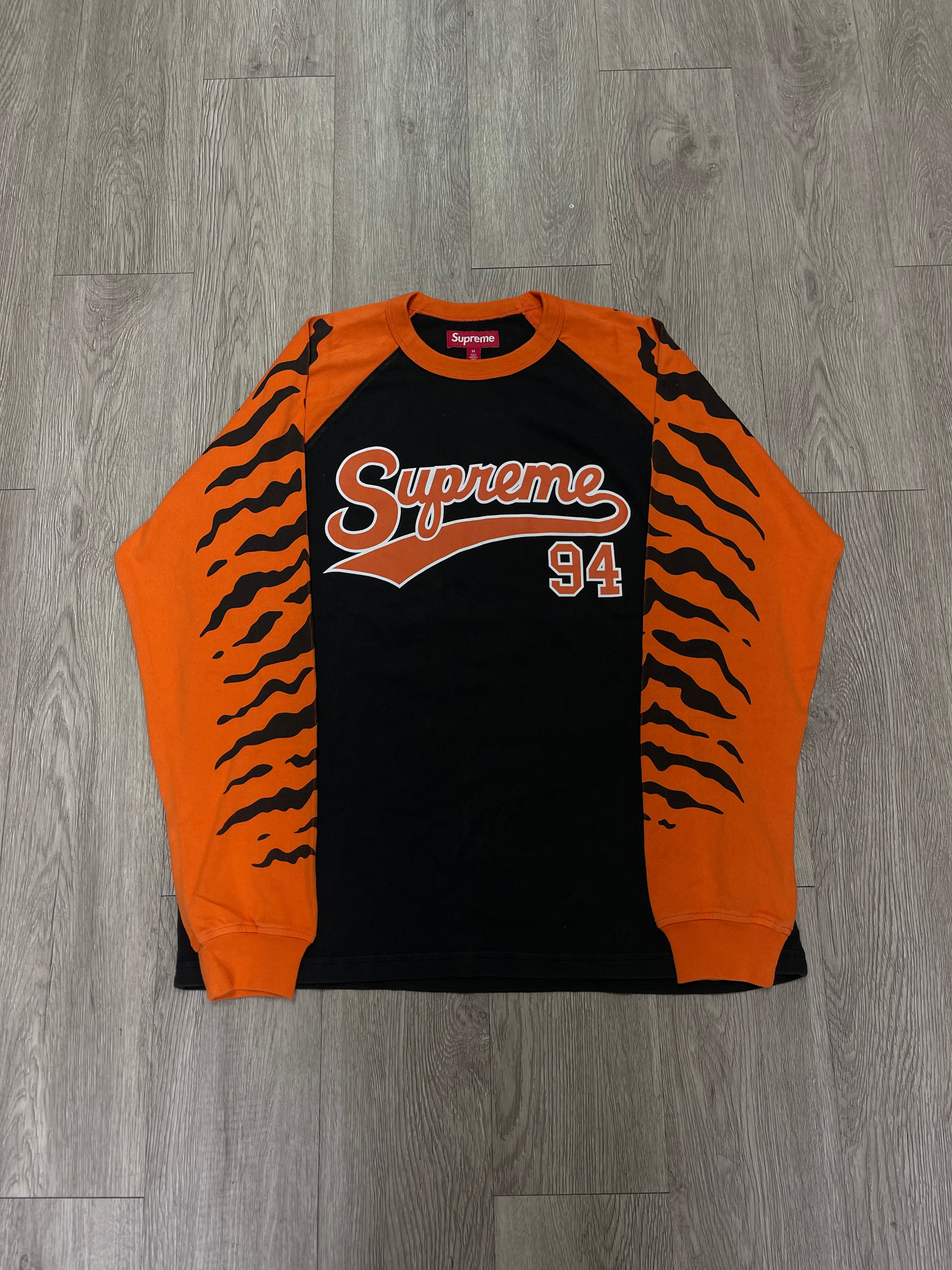 Supreme Black Orange Raglan Long Sleeve