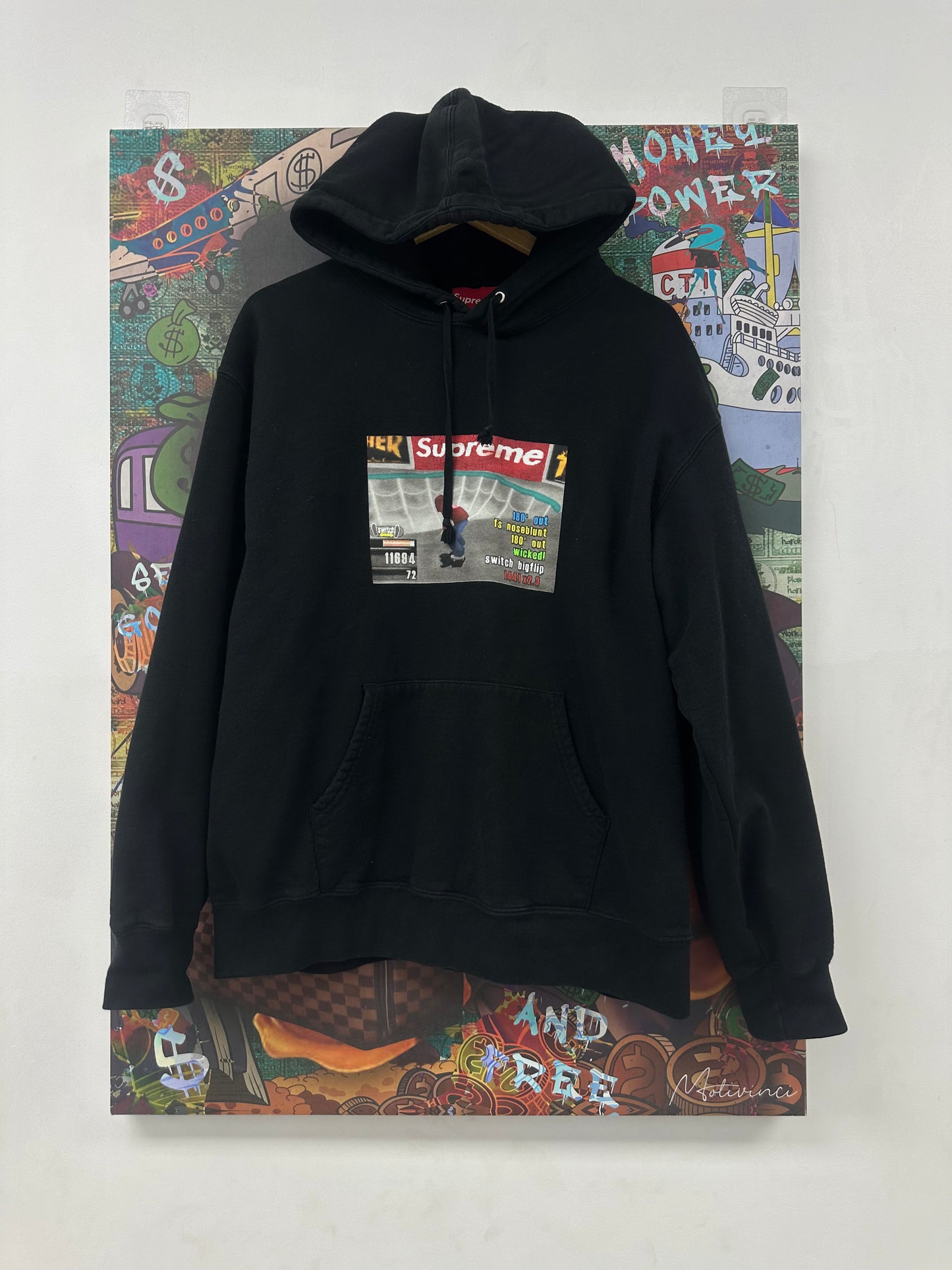 Supreme x Thrasher Hoodie Black Skateboard Used Large