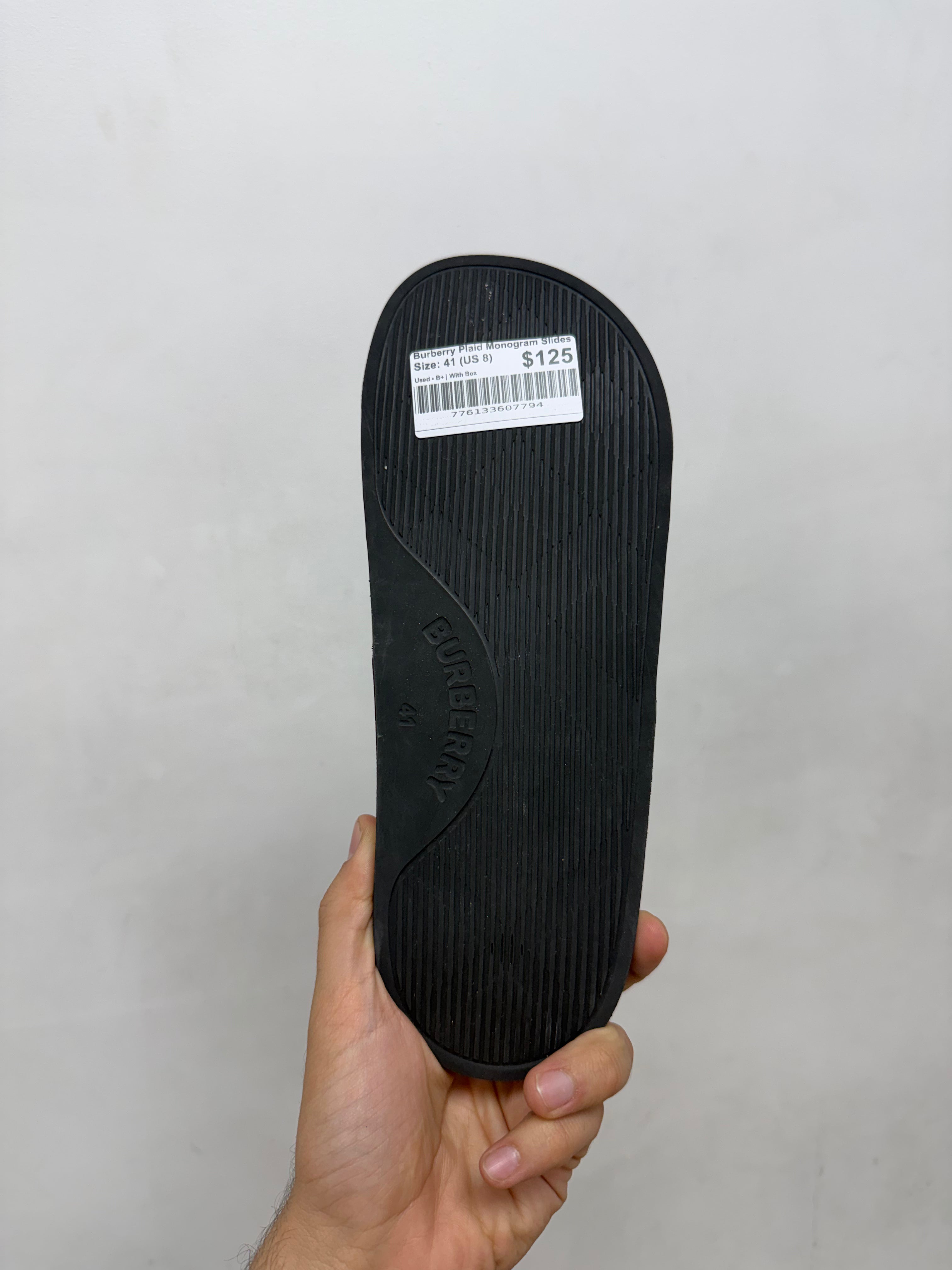 Burberry Plaid Monogram Slides