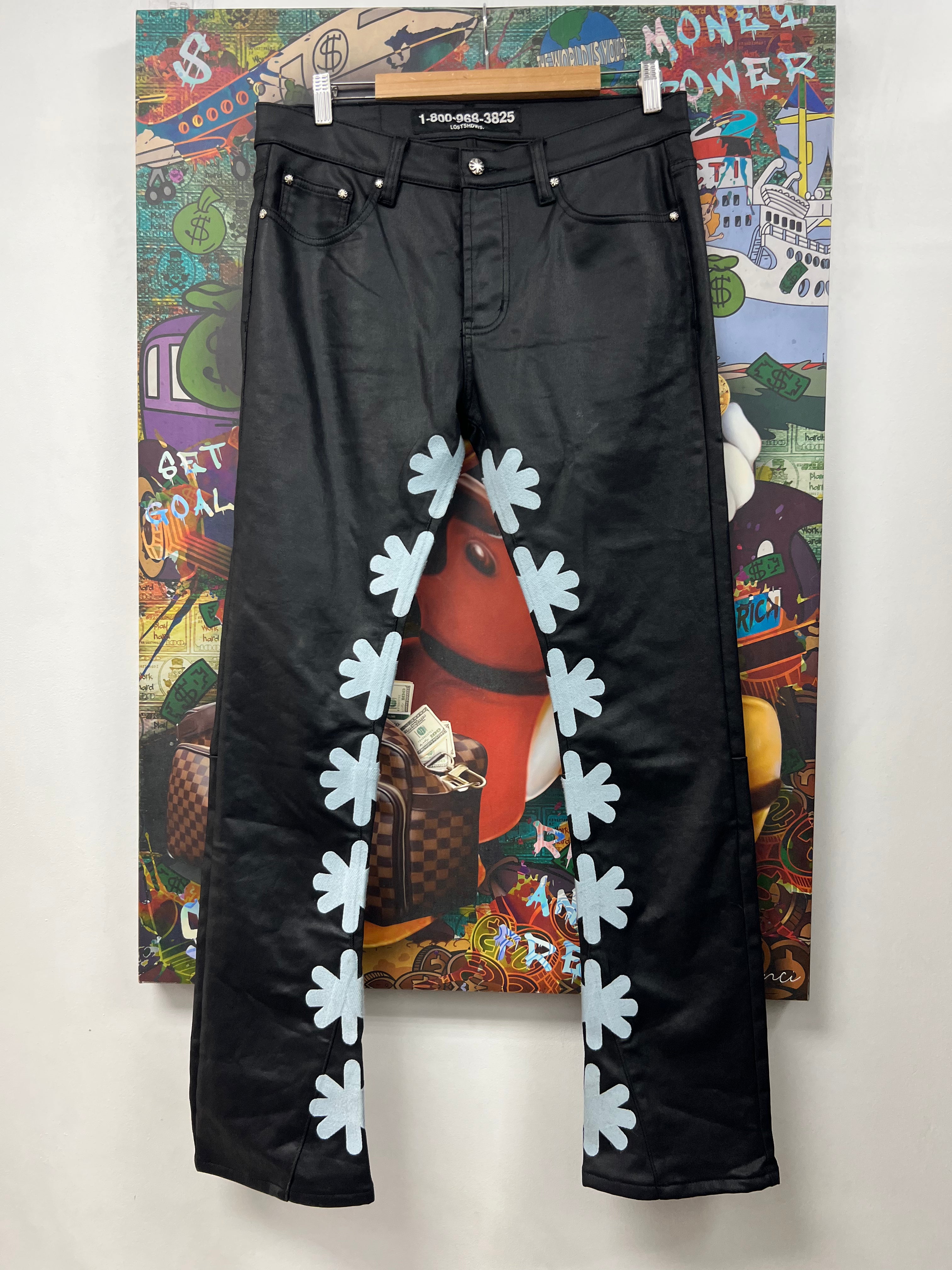 LOST SHDWS Black Blue Wax Jeans