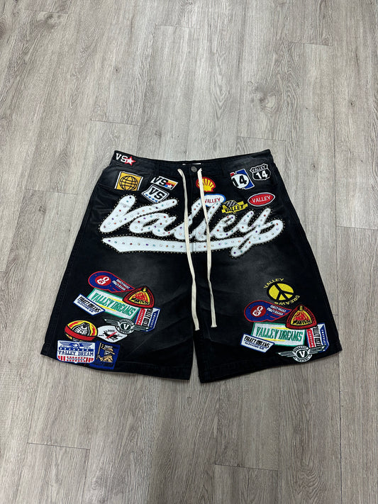 Vale Black Wash 1980's Patchwork Shorts