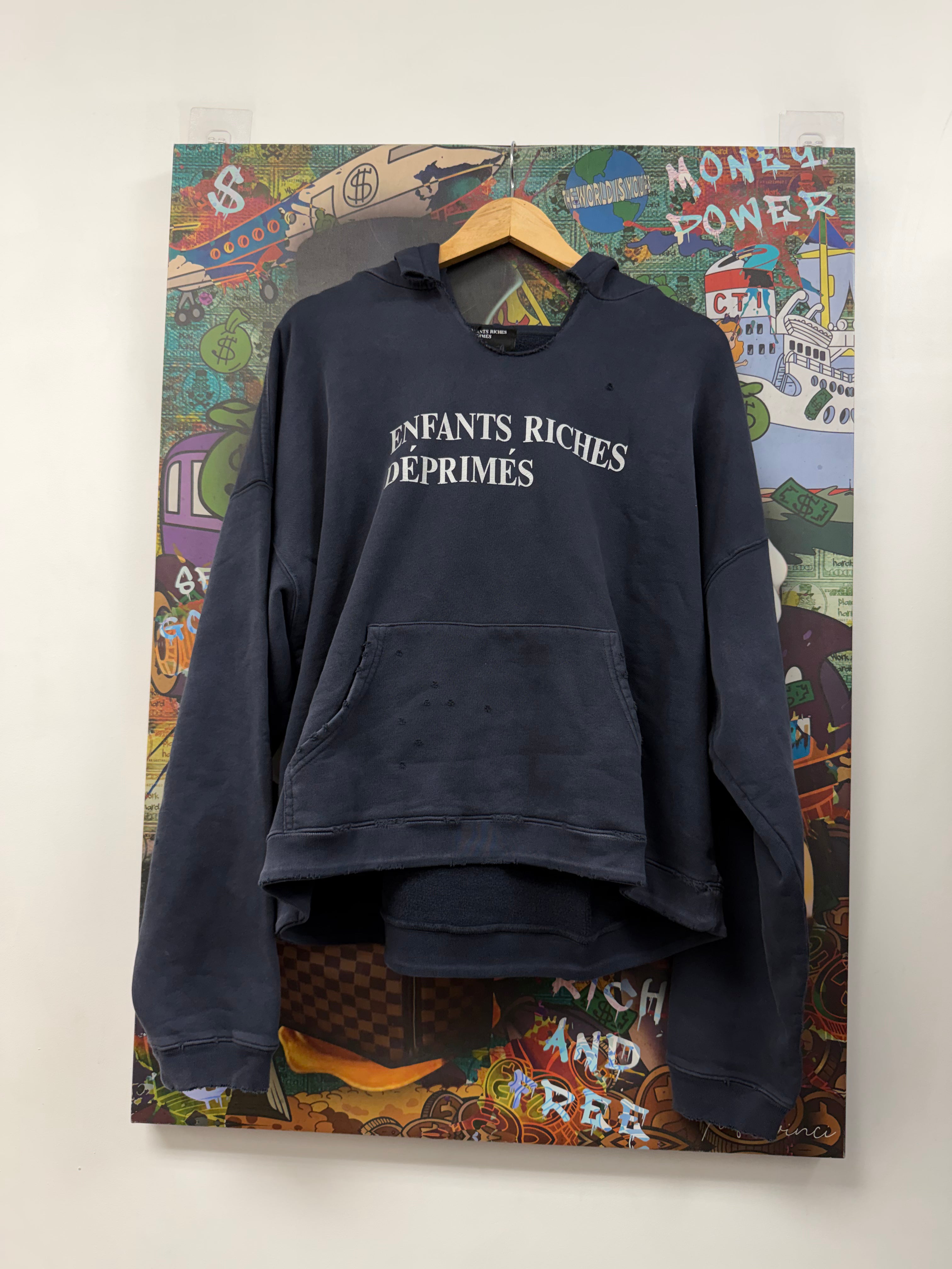 ENFANTS RICHES DÉPRIMÉS Navy Fade Classic Logo Hoodie