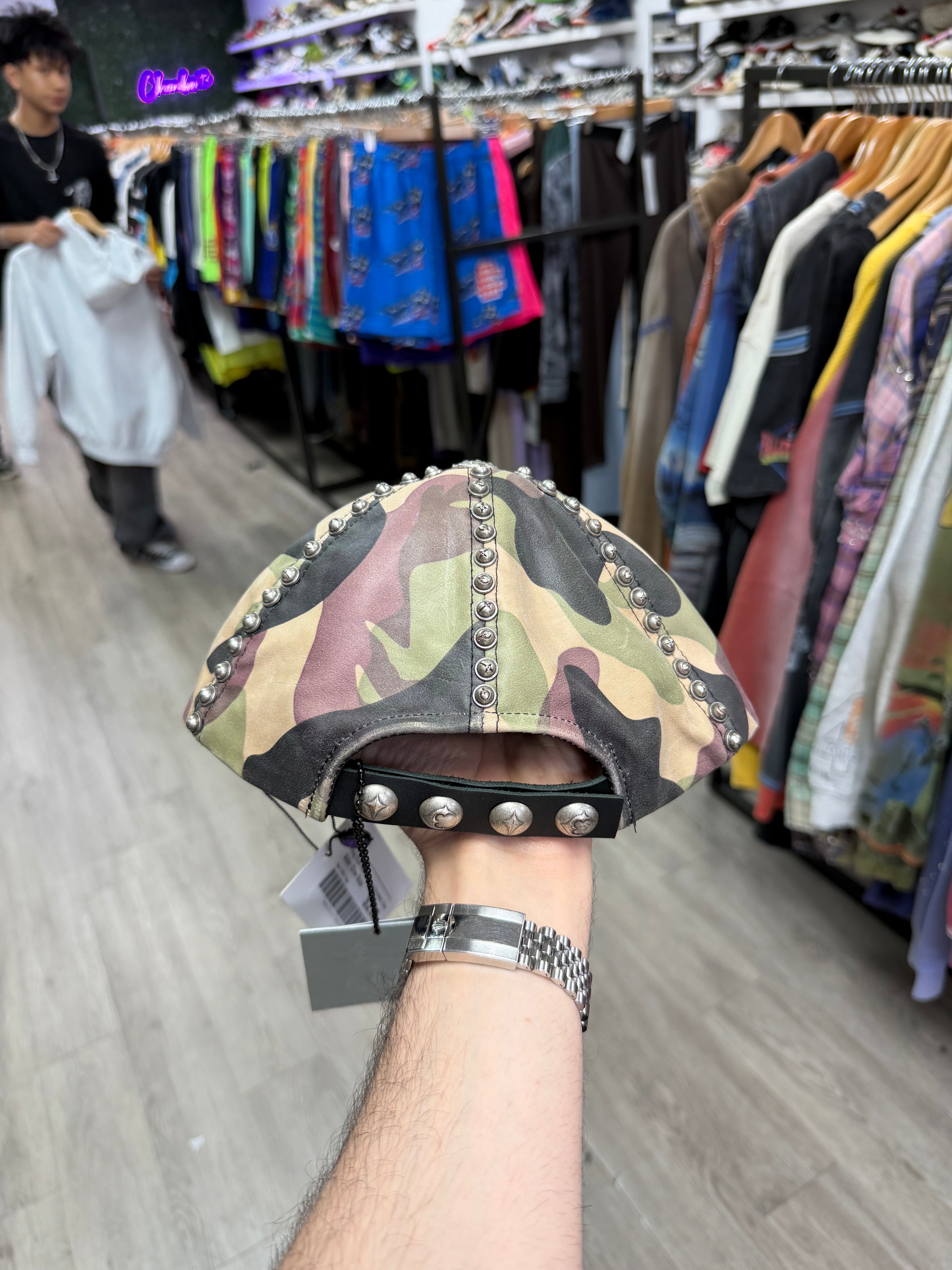 Thug Club Camo Leather Studded Cap