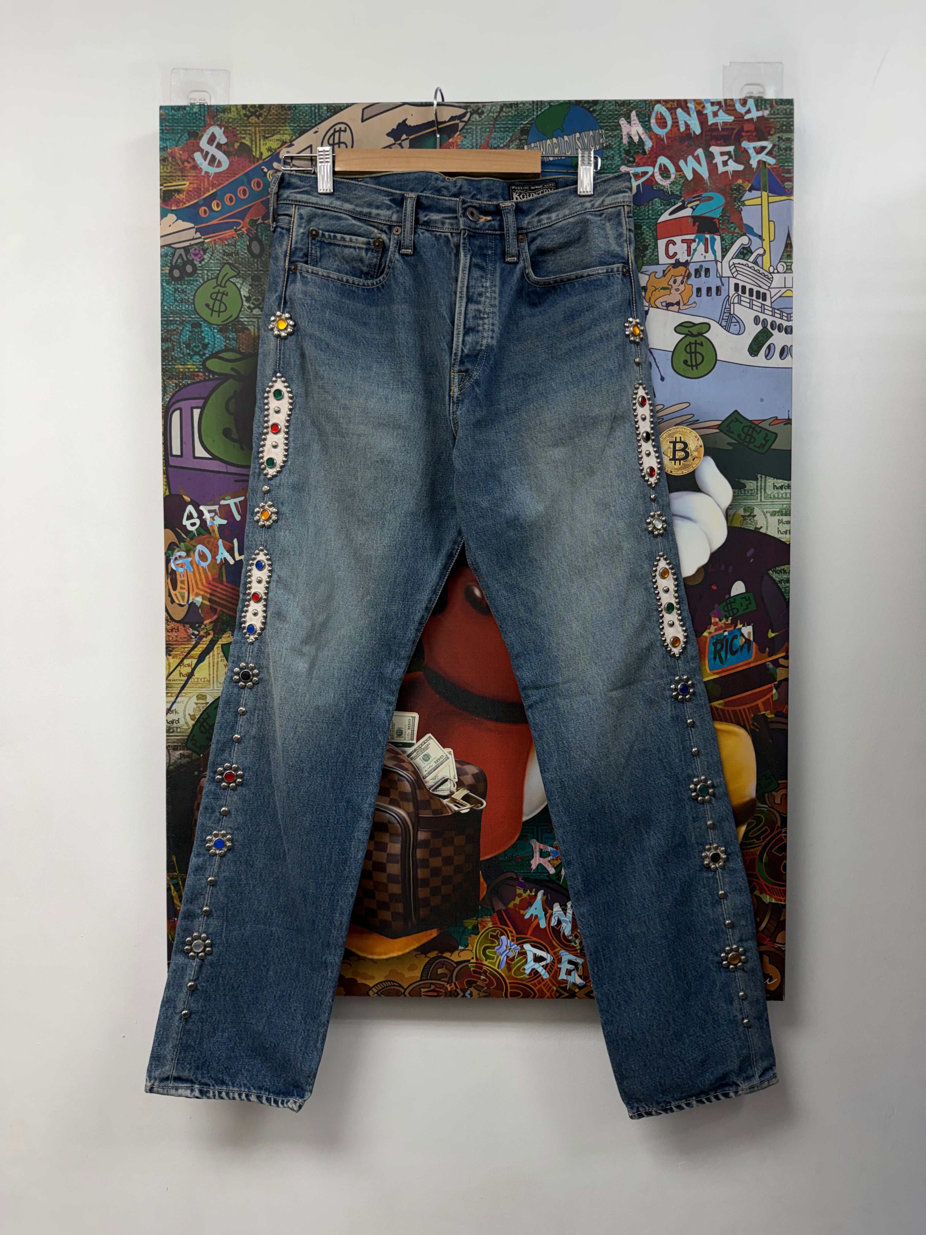 Kapital Light Wash Gem Studded Jeans
