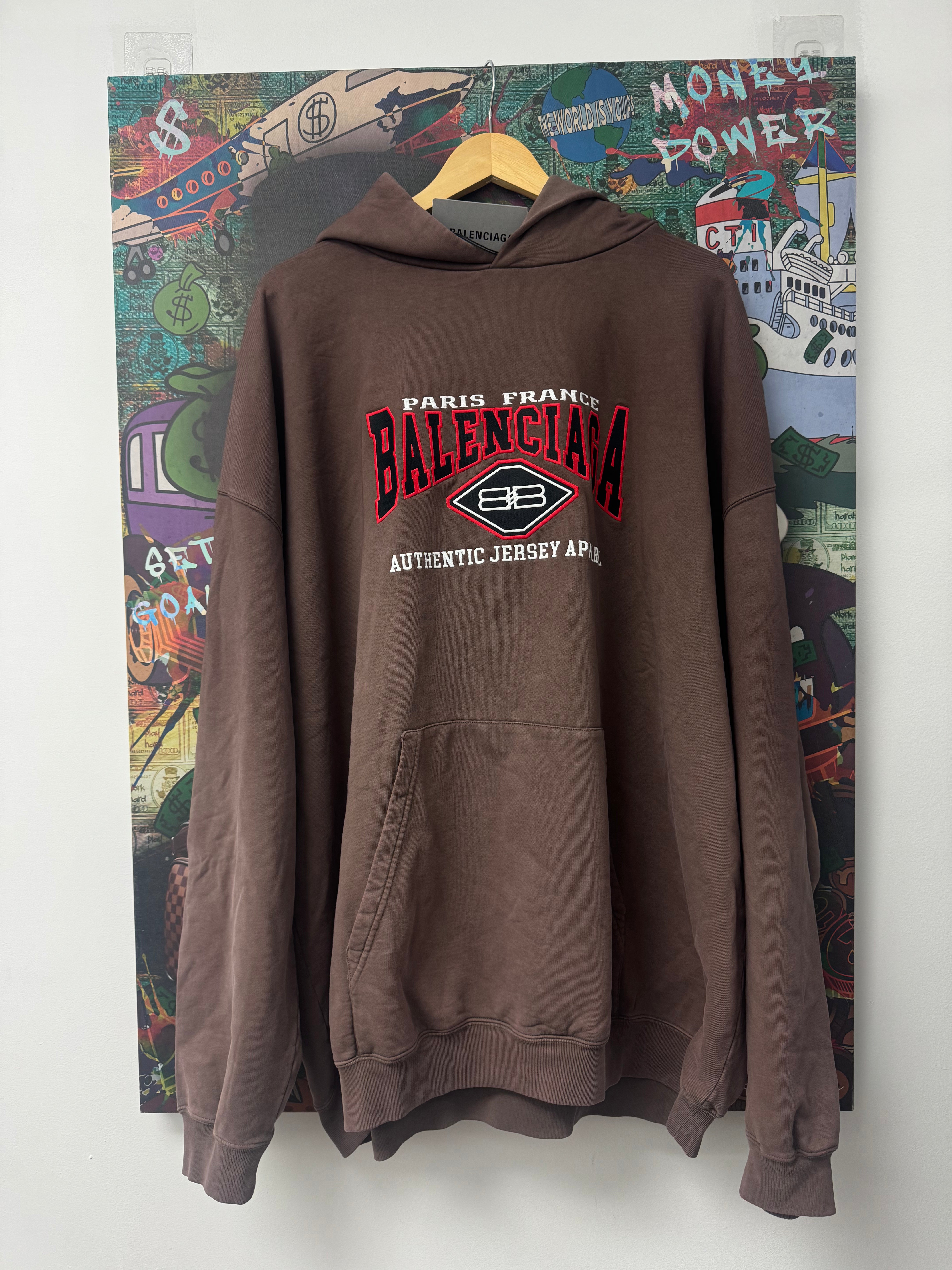 Balenciaga Brown Authentic Jersey Hoodie (Oversized) New XS
