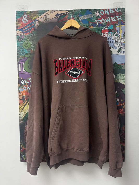 Balenciaga Brown Authentic Jersey Hoodie (Oversized) New XS
