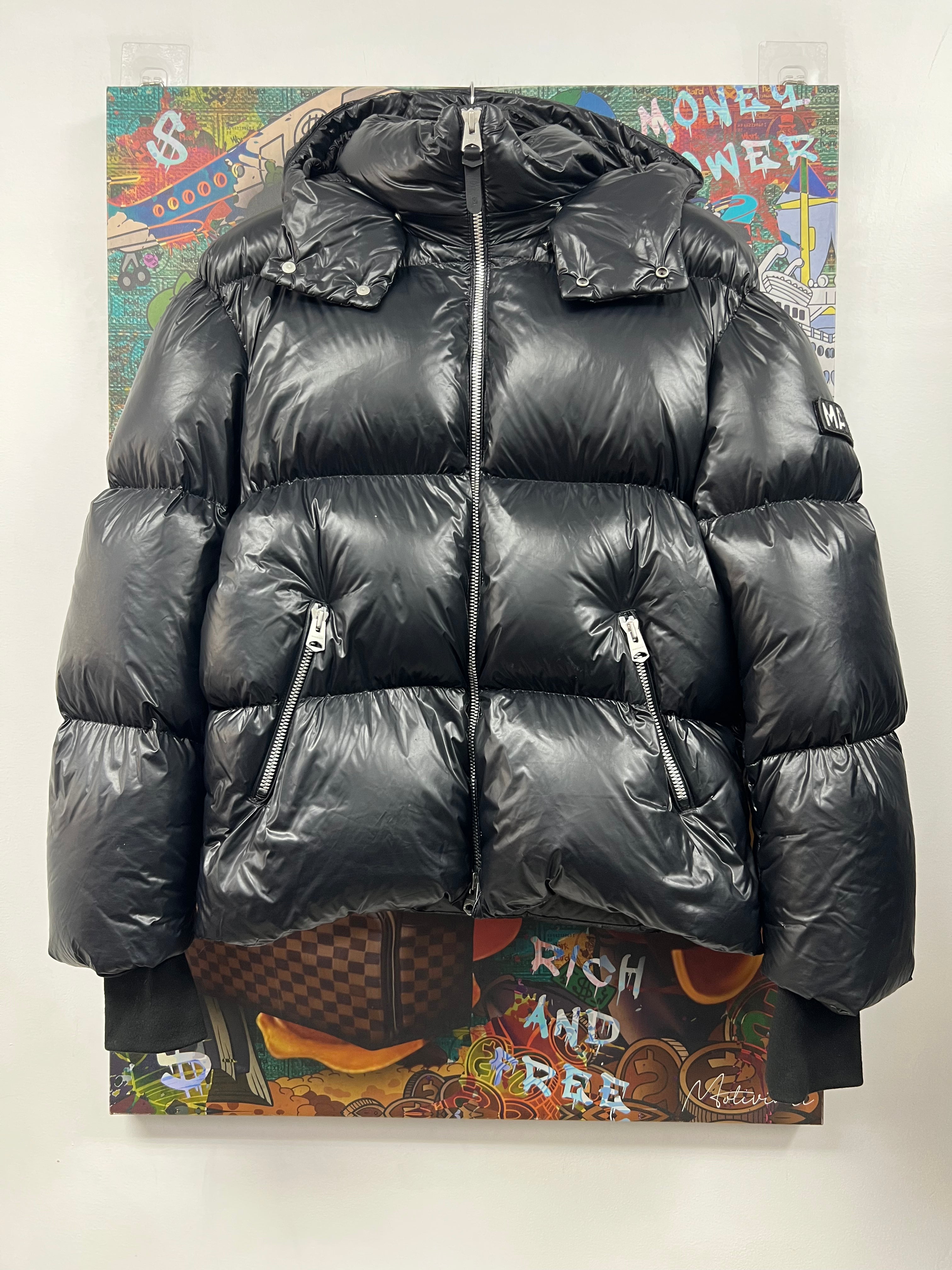 Mackage Black Sleeve Logo Puffer Jacket