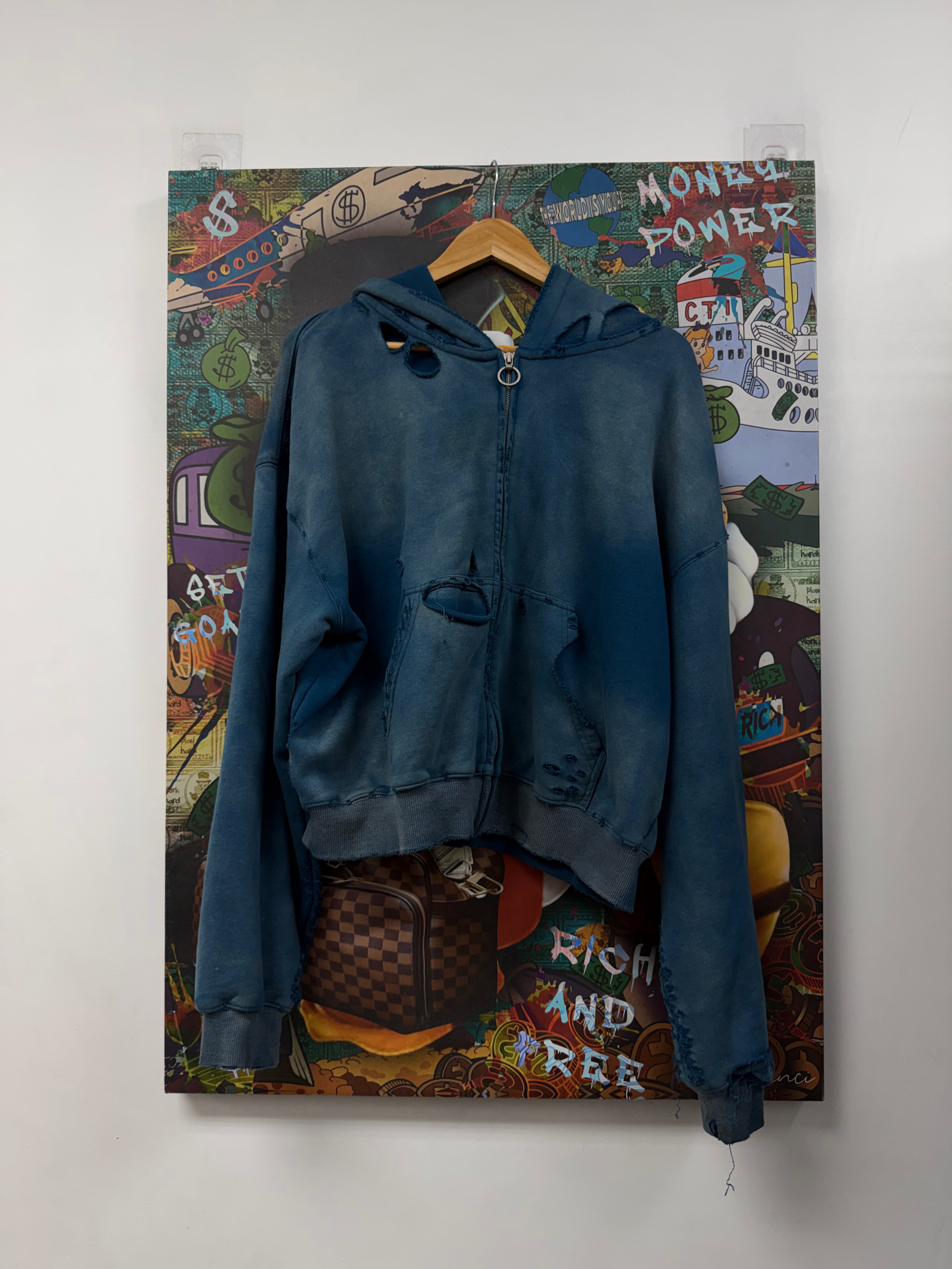Vale Blue Destroyer Zip Up Hoodie