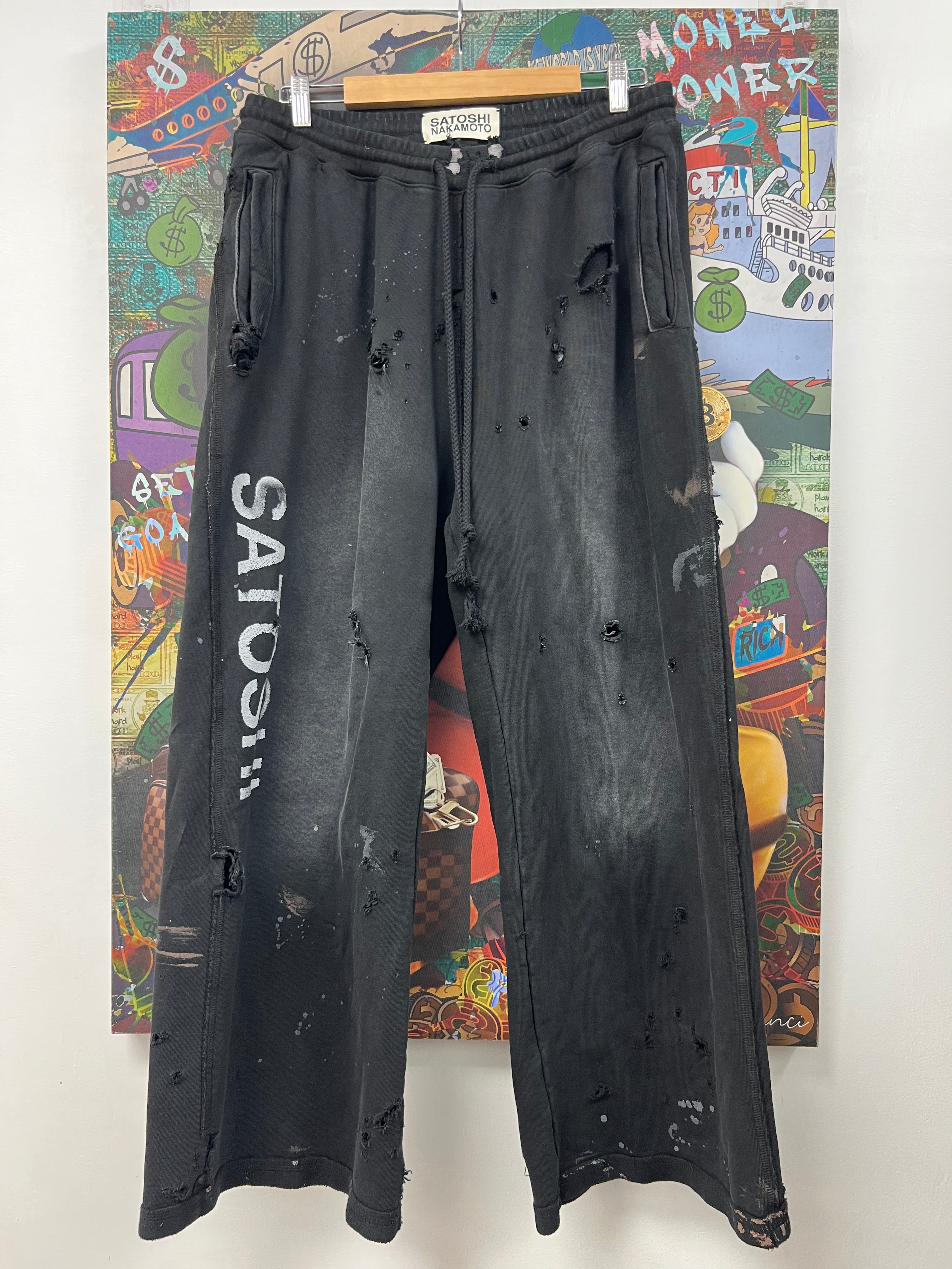 Satoshi Nakamoto Black Luke Distressed Sweats