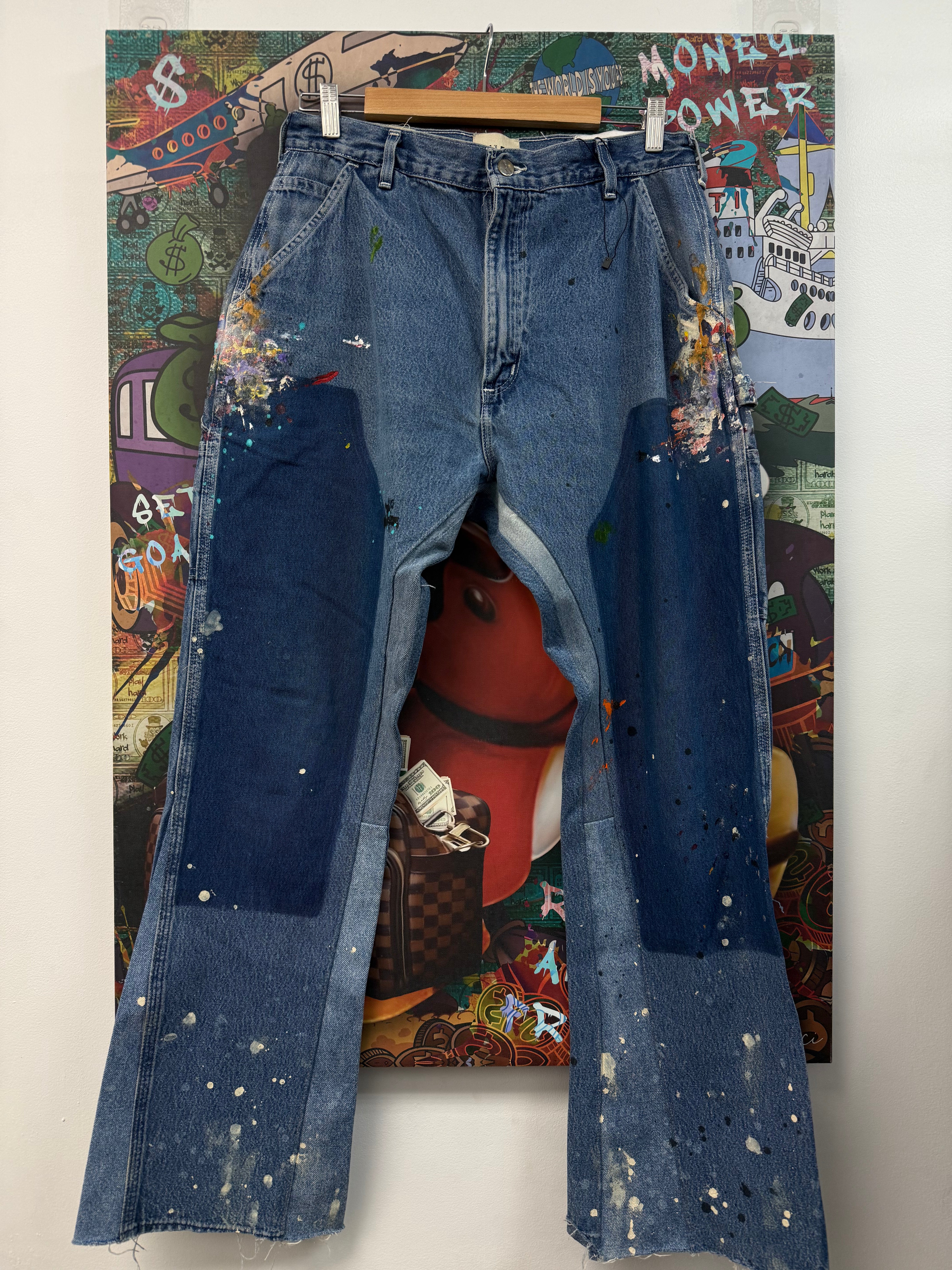 Gallery Dept Light Wash Carpenter Denim Paint Splatter Flare Jeans