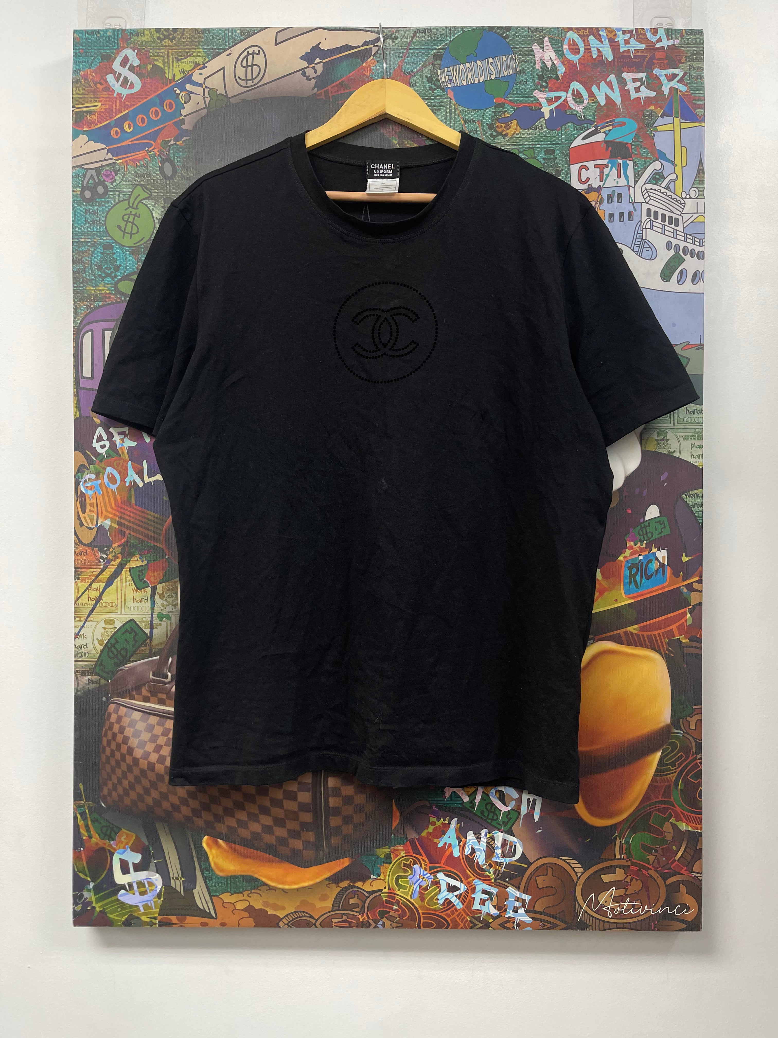 Chanel Black Chest Logo Uniform Tee