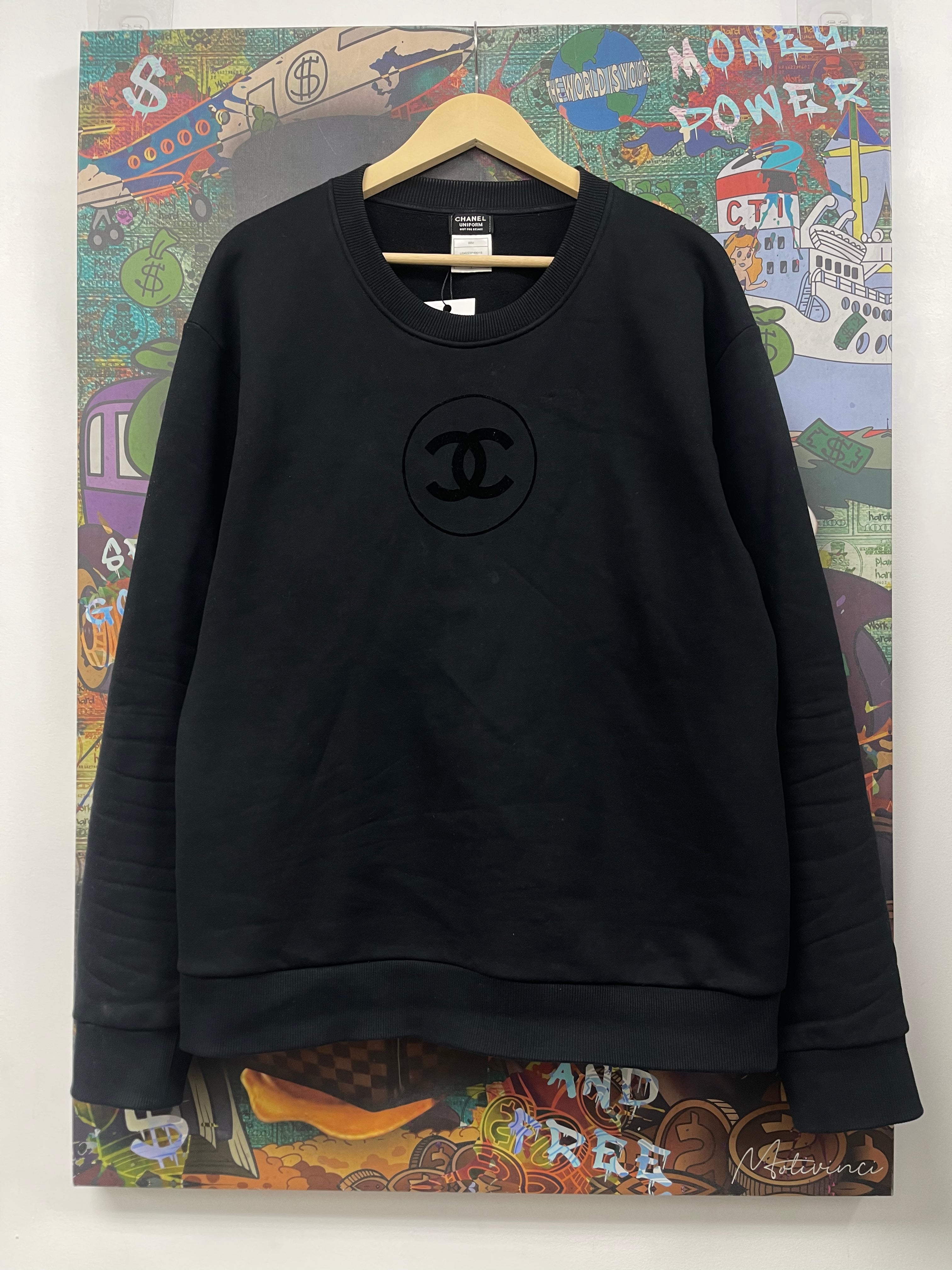 Chanel Black Chest Logo Uniform Crewneck