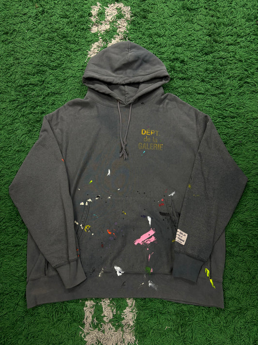 Gallery Dept Hoodie Grey Paint Splatter Used XL N/A