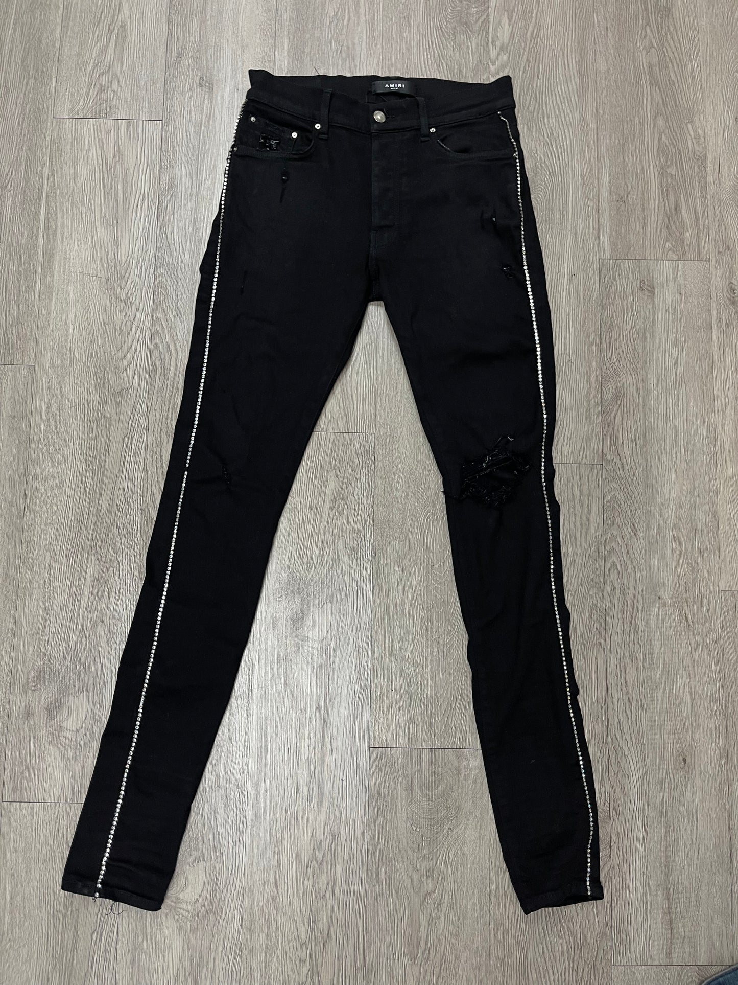 Amiri Black Crystal Stripe Jeans