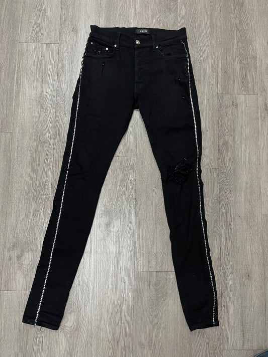 Amiri Black Crystal Stripe Jeans