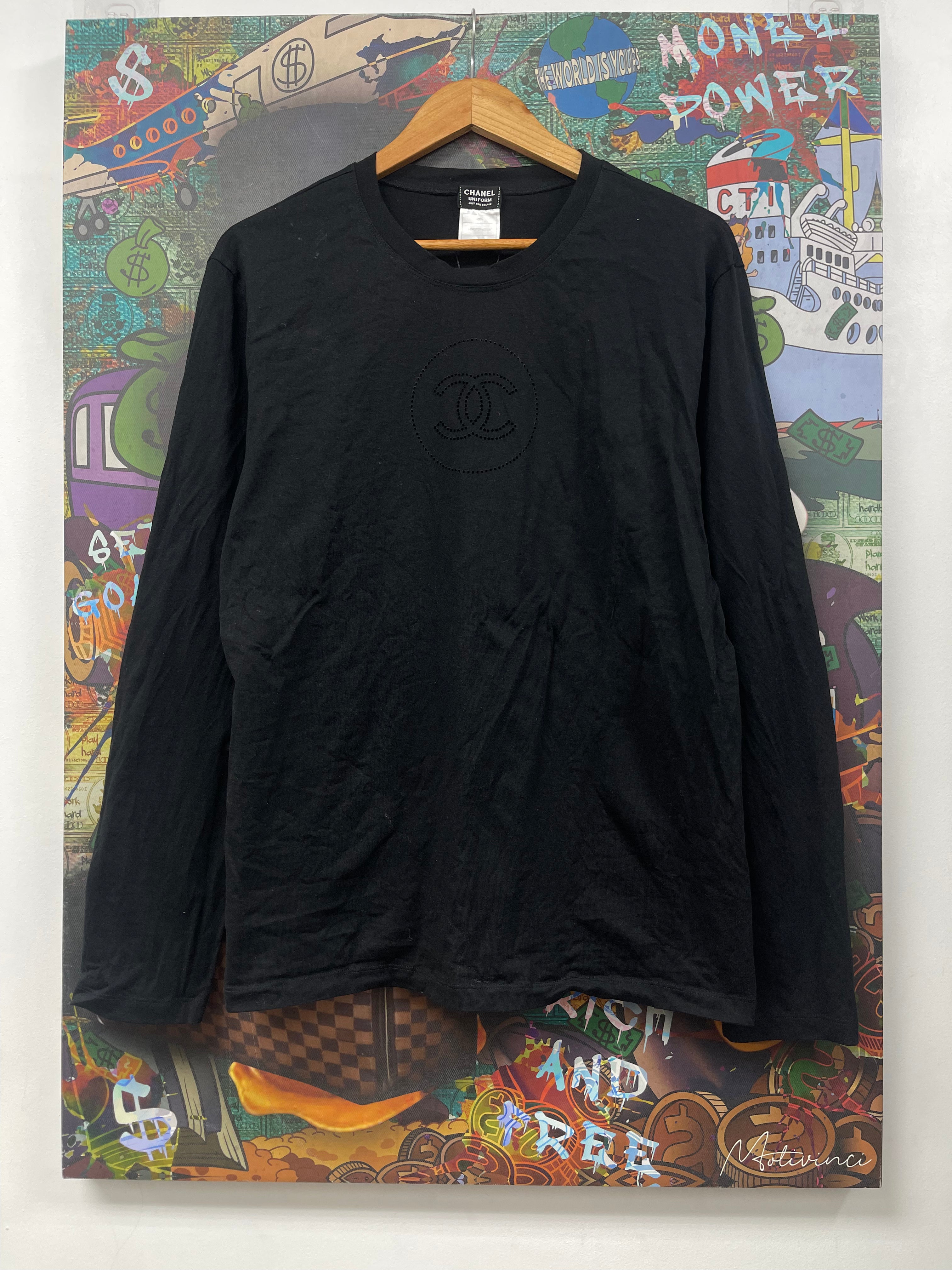 Chanel Black Chest Logo Uniform Long Sleeve