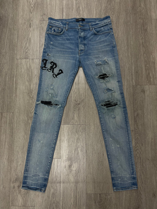 Amiri Light Wash Old English Jeans