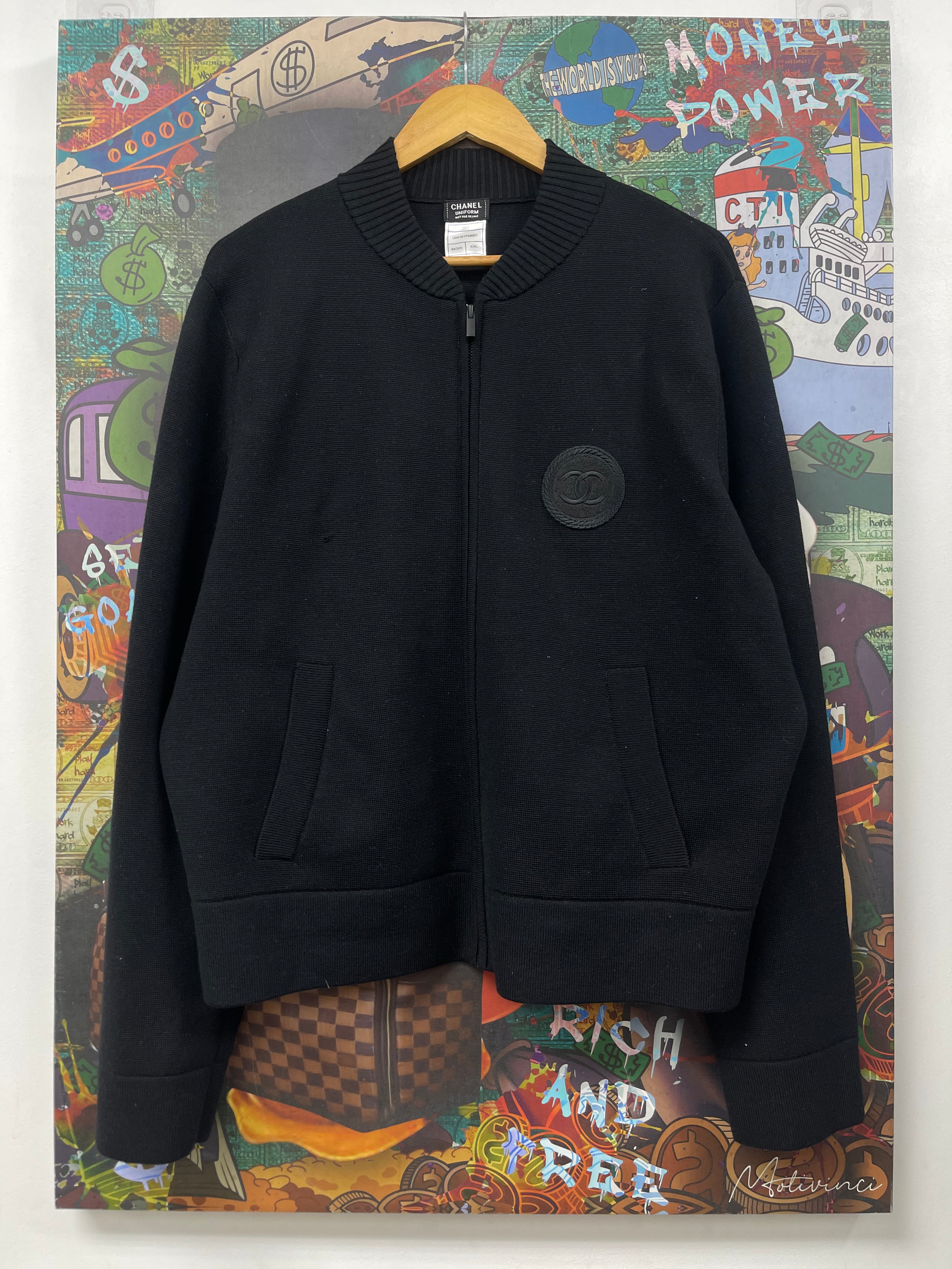 Chanel Black Uniform Zip Up Cardigan