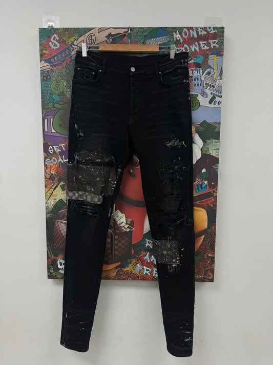 Amiri Thrasher Jeans Black Paint Splatter Used 38 N/A