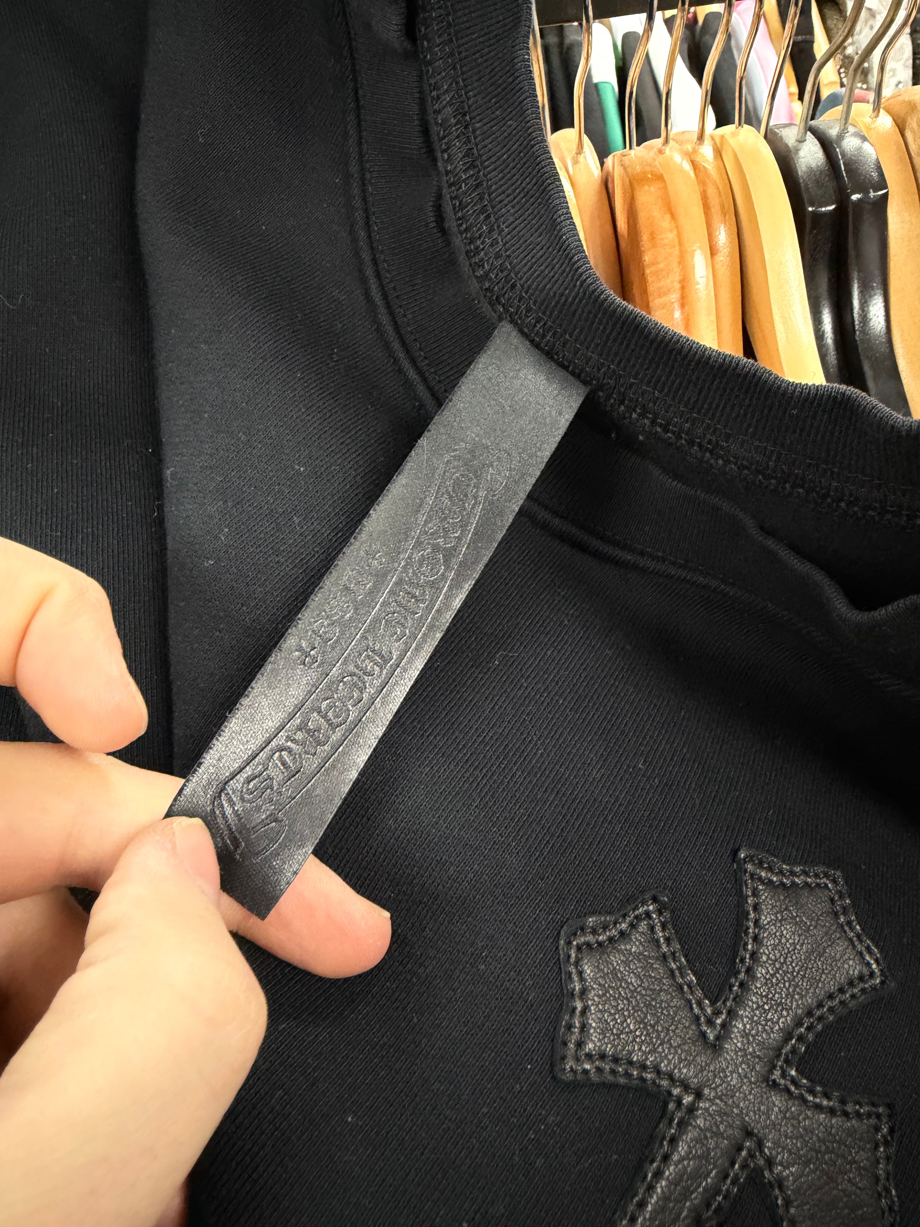 Chrome Hearts Black Ponyhair Multi Cross Patch Crewneck