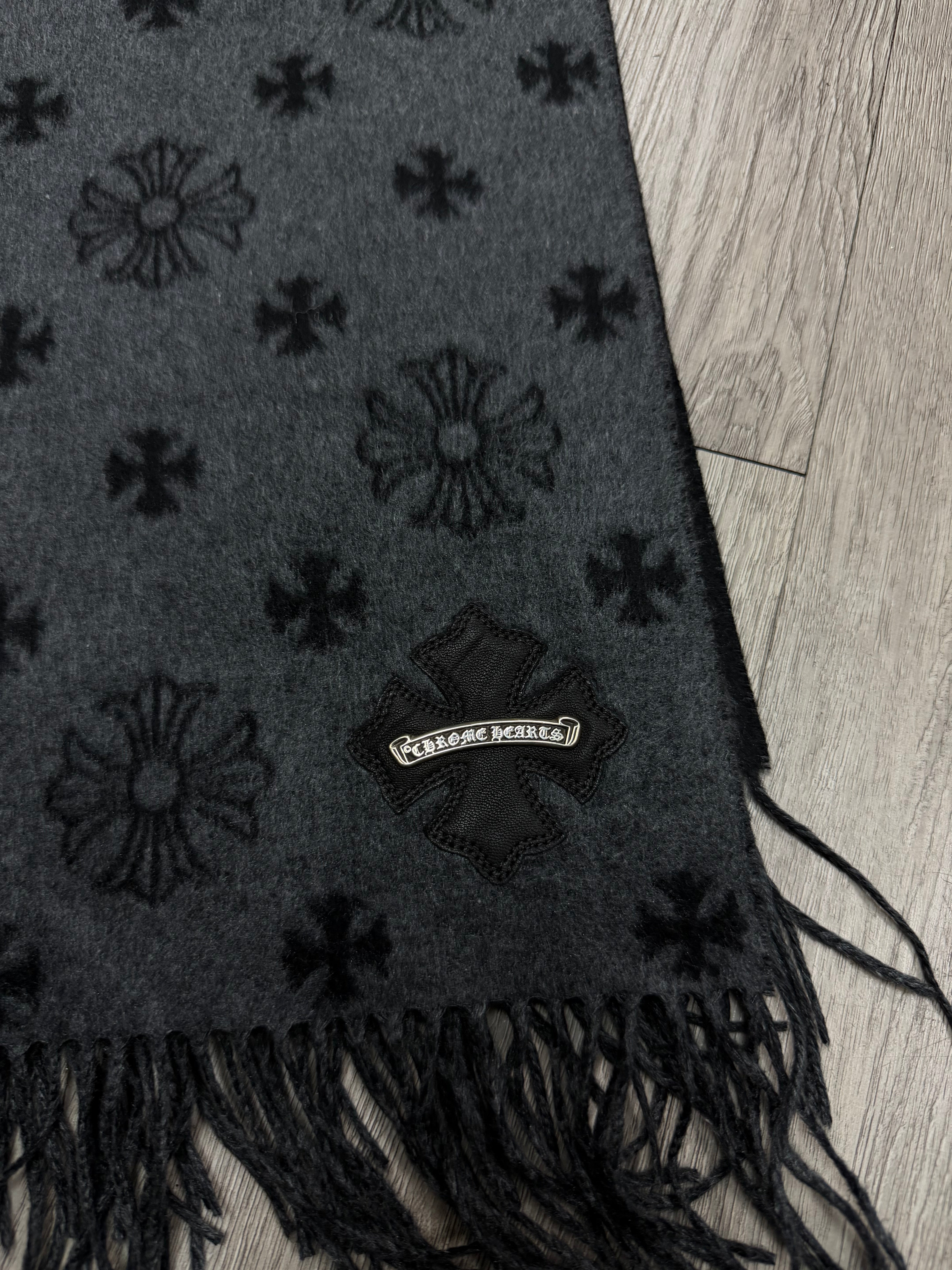 Chrome Hearts Grey Cashmere Patch Logo Throw Blanket