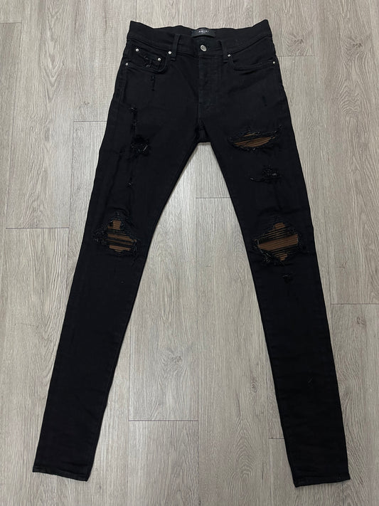 Amiri MX1 Black Brown Ultra Seude Patch Jeans