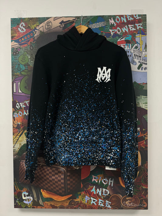 Amiri MA Crystal Splatter Hoodie Black Used XS (Fits Big) N/A