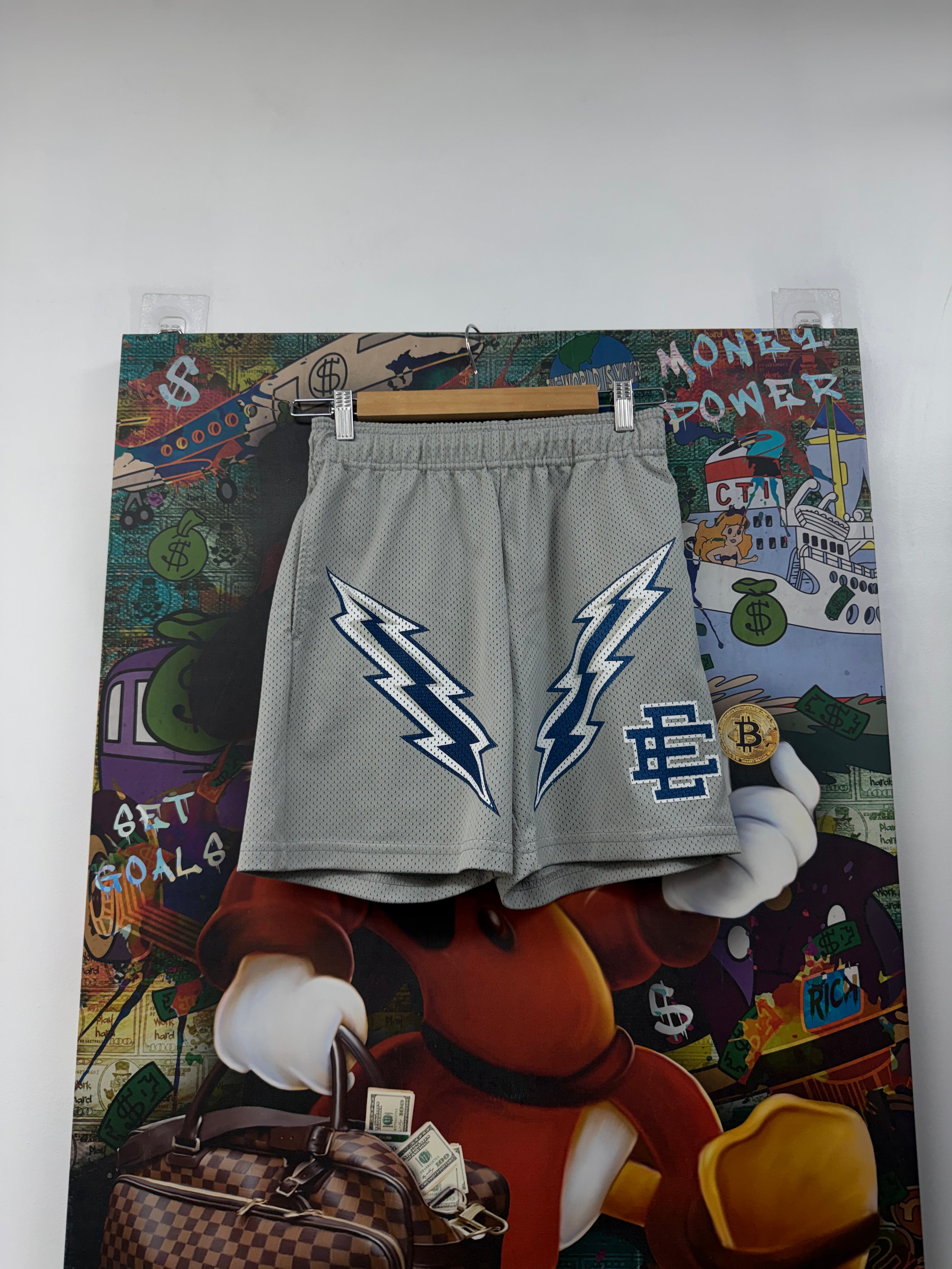 Eric Emanuel Grey Navy Bolt Shorts